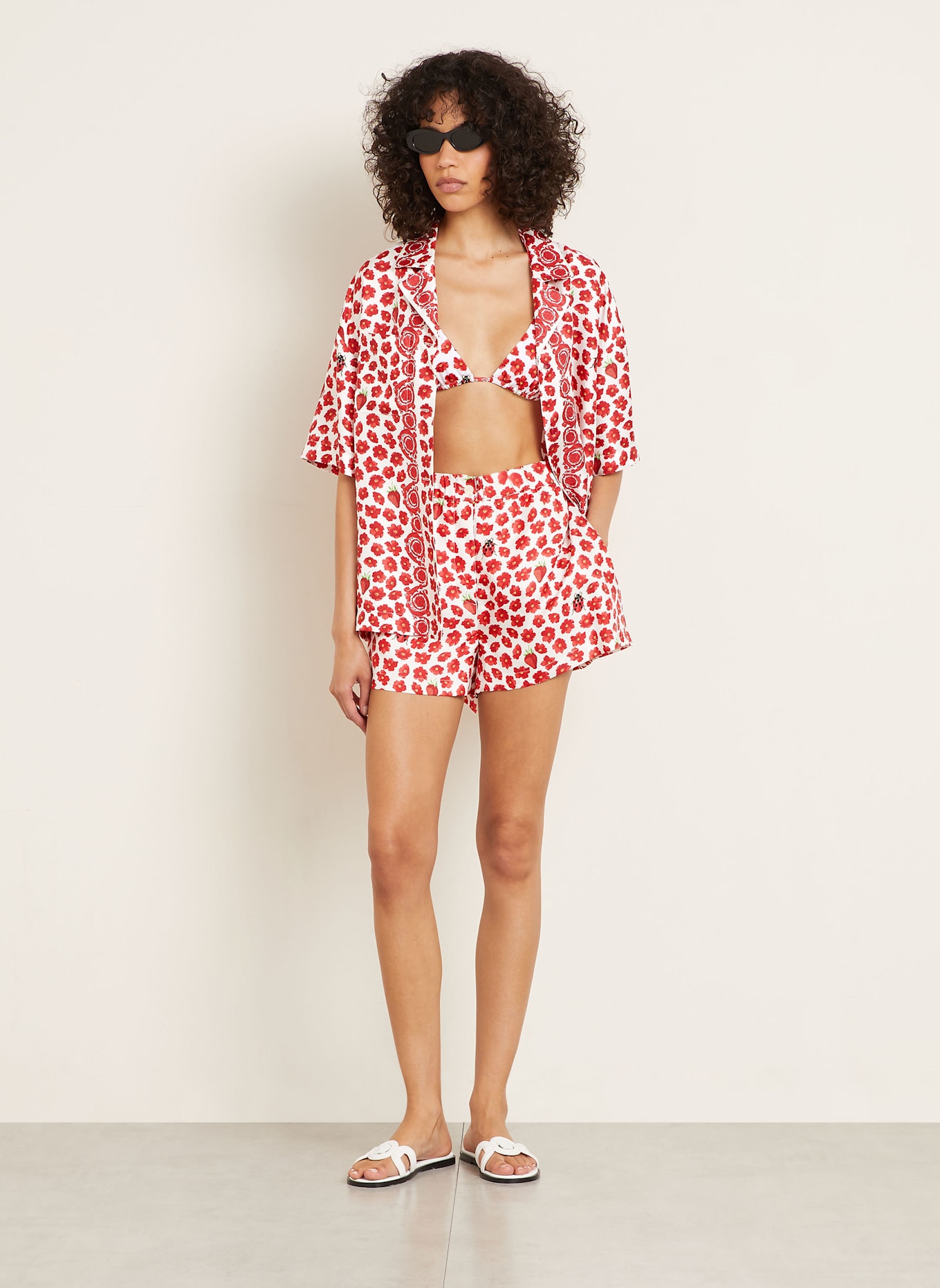 VERSACE Triangel-Bikini-Hose zum Wenden: ROT / WEISS