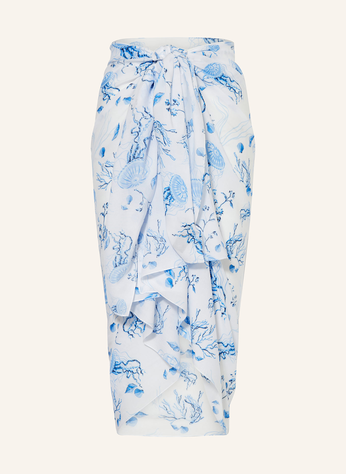 VILEBREQUIN Pareo MEDUSA AND SHELLS: BIAŁY / NIEBIESKI