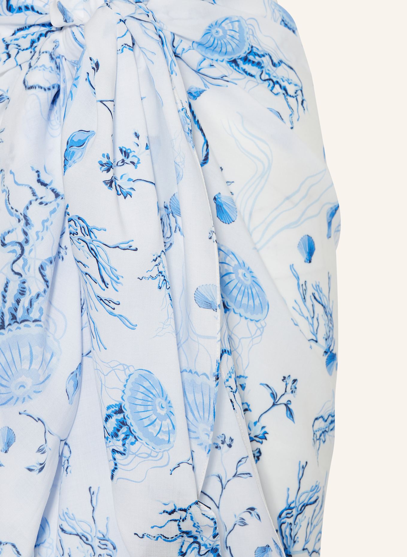 VILEBREQUIN Pareo MEDUSA AND SHELLS: BIAŁY / NIEBIESKI