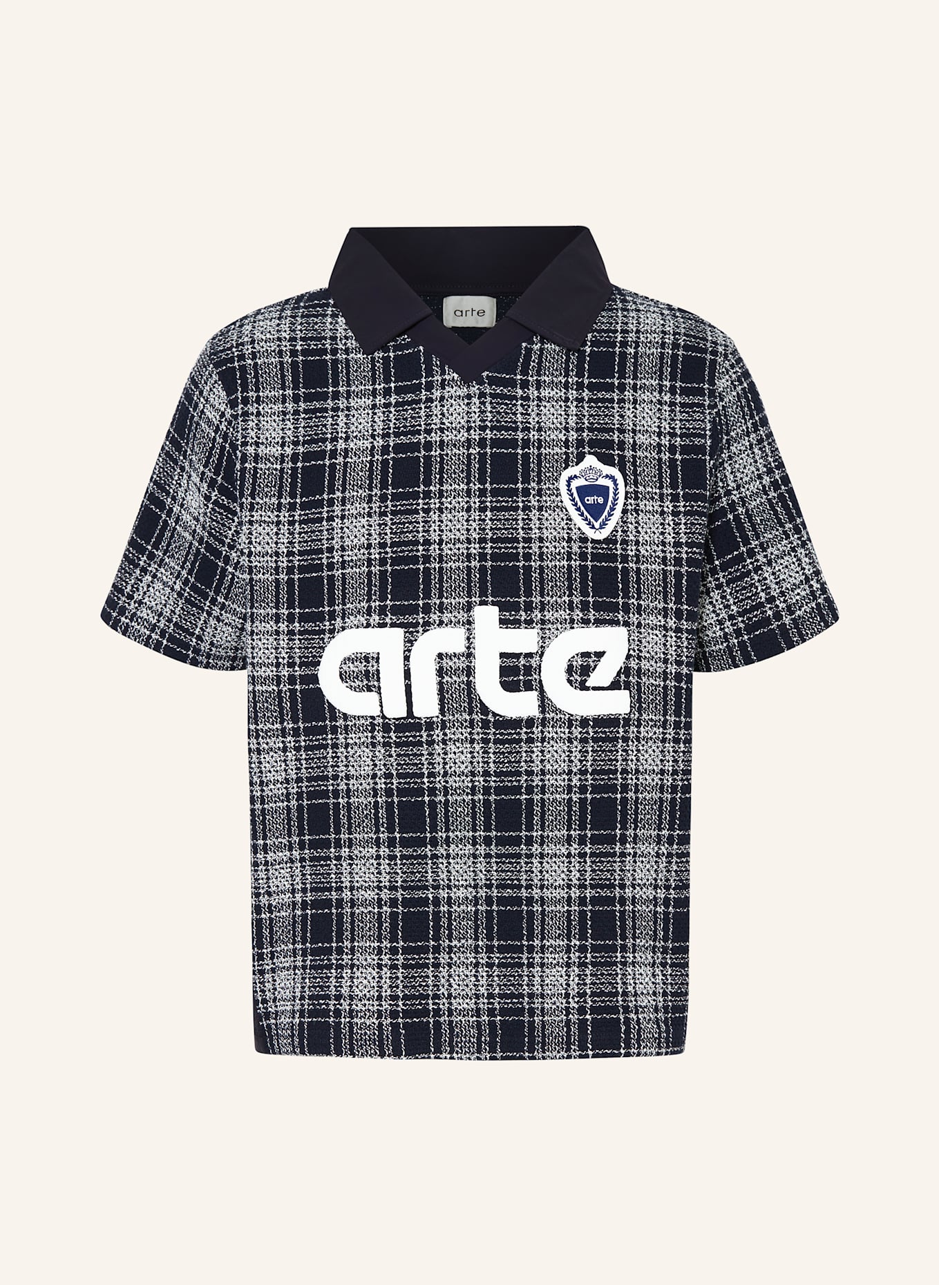 Arte Antwerp Poloshirt im Materialmix: DUNKELBLAU / WEISS