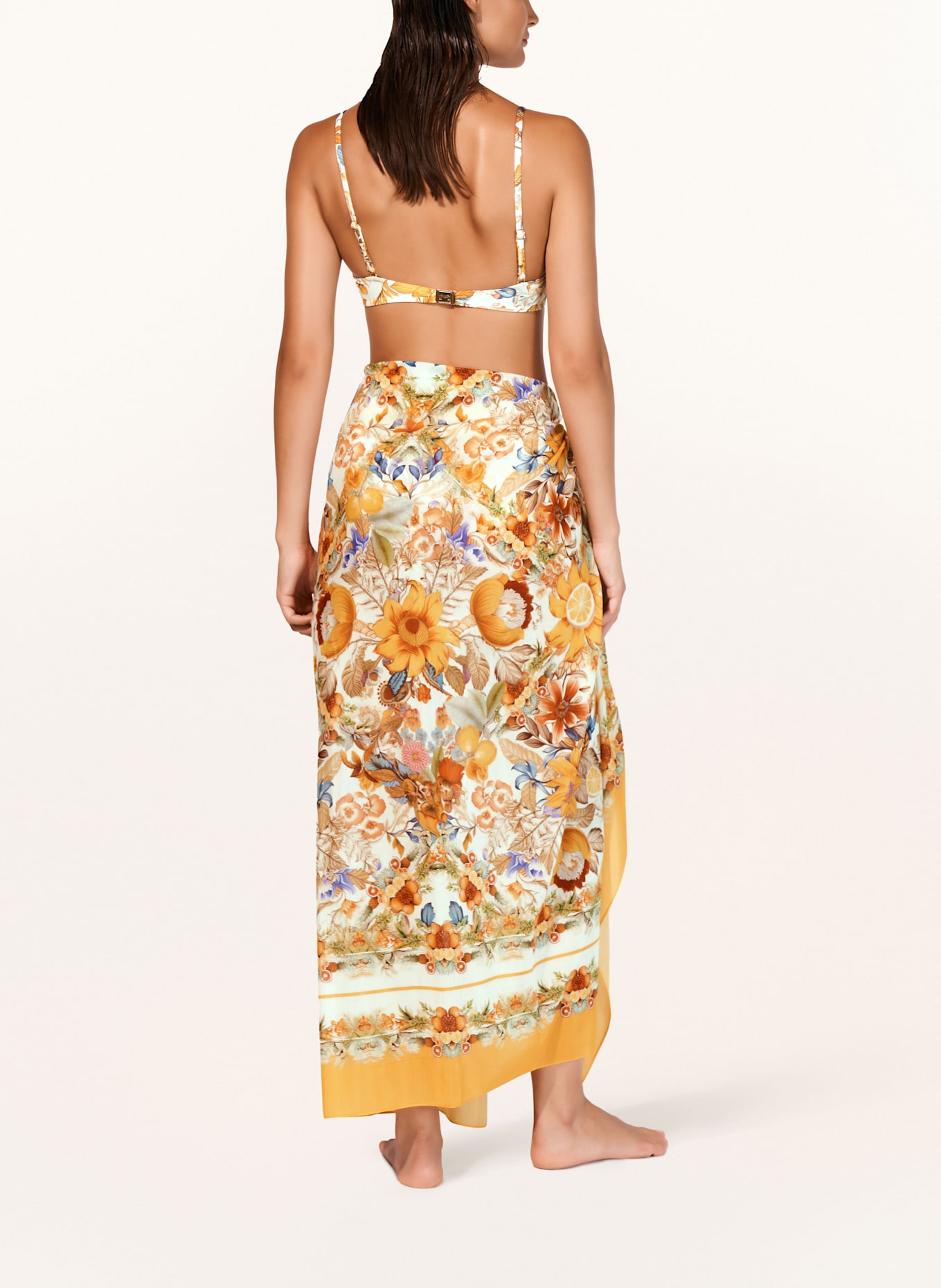 MARYAN MEHLHORN Pareo EXUBERANCE mit Seide: DUNKELGELB / WEISS / ORANGE