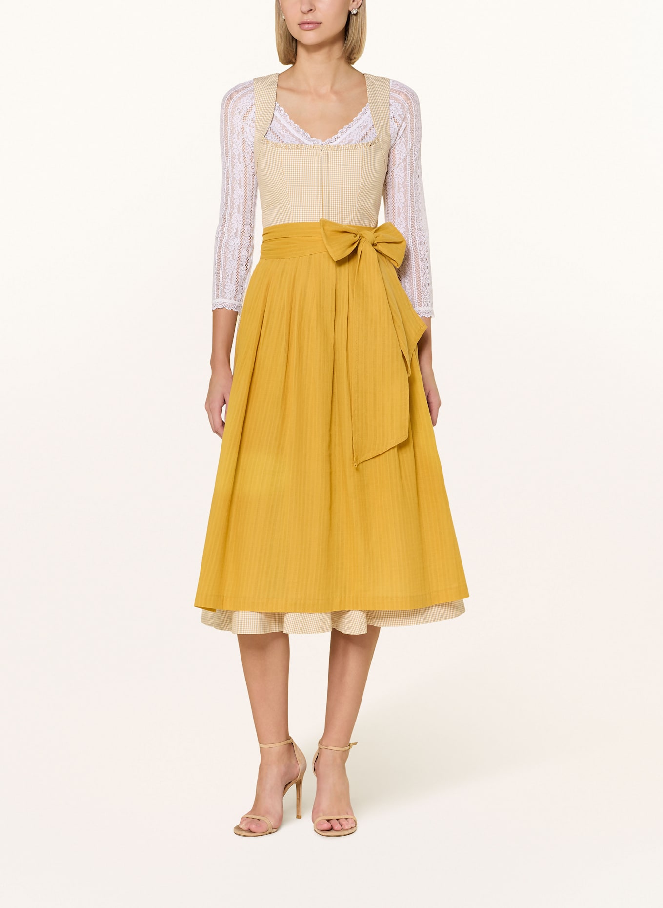 CocoVero Jeansdirndl HERMINE: WEISS/ GELB