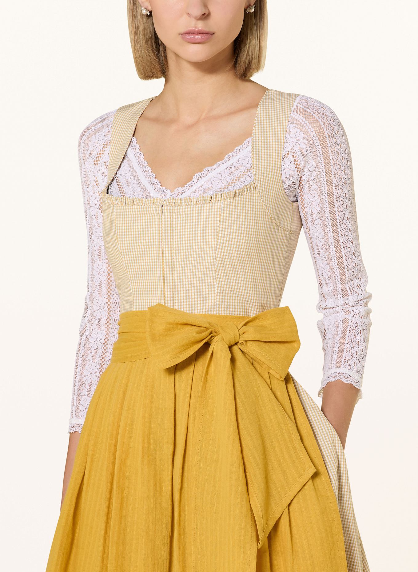 CocoVero Jeansdirndl HERMINE: WEISS/ GELB