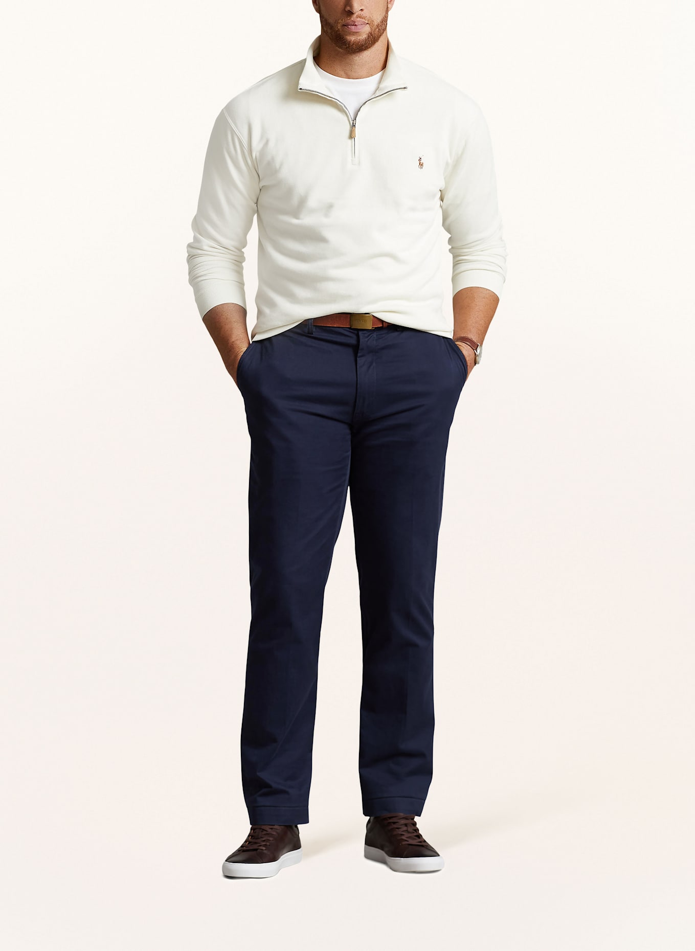 POLO RALPH LAUREN Big & Tall Sweat-Troyer: CREME