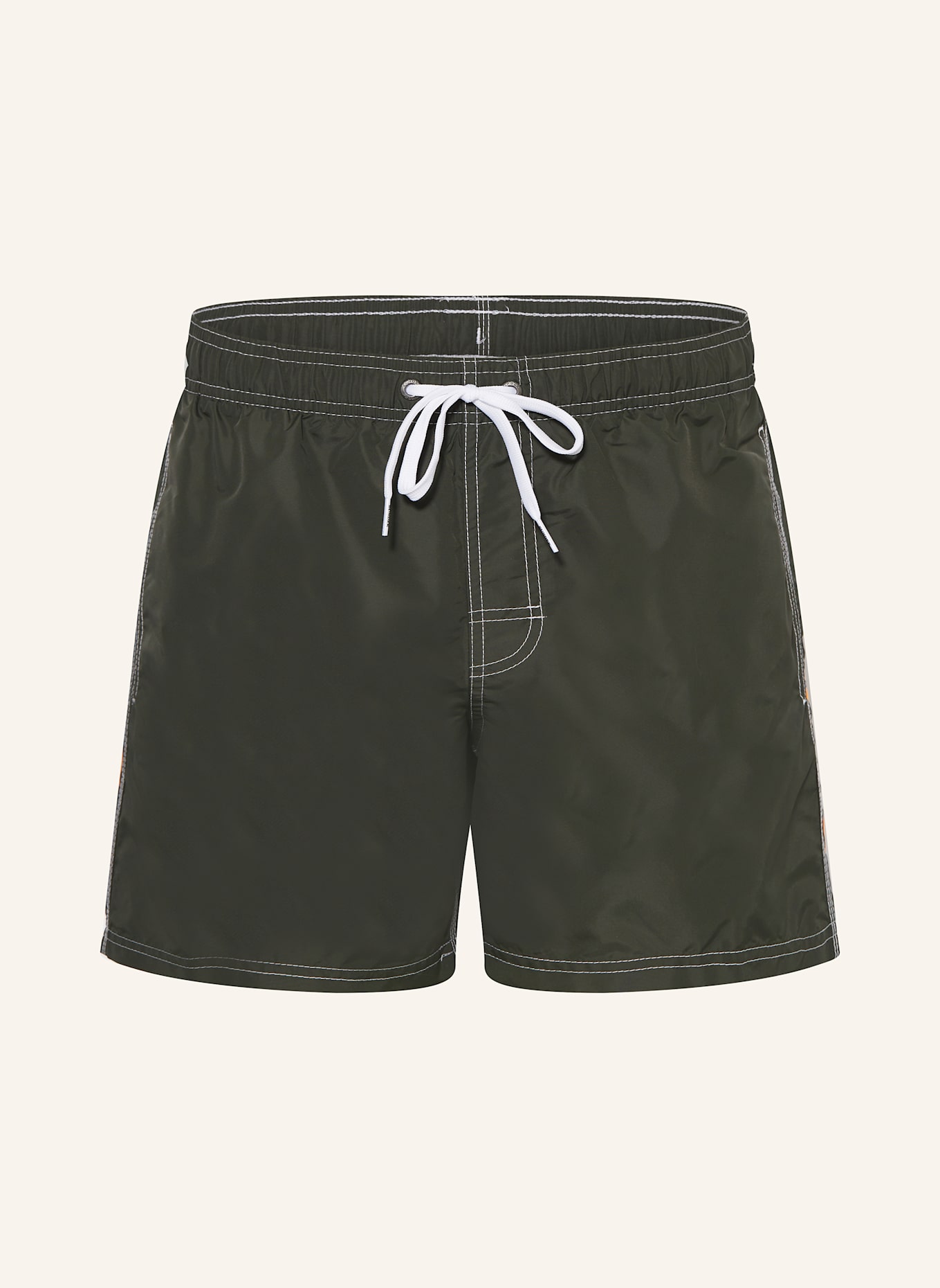 SUNDEK Badeshorts: OLIV / ORANGE / HELLBLAU