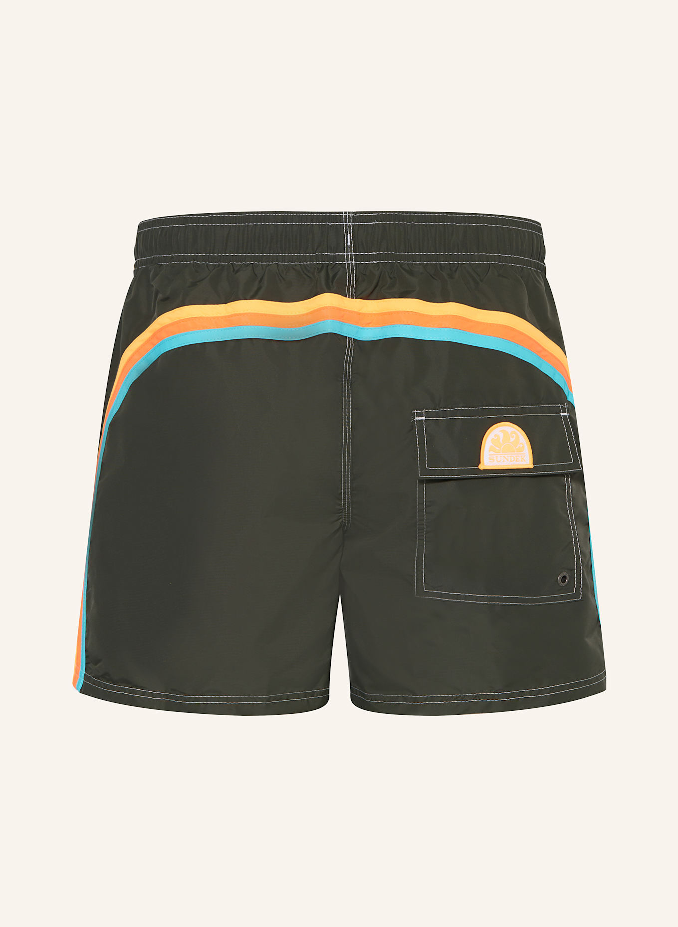 SUNDEK Badeshorts: OLIV / ORANGE / HELLBLAU