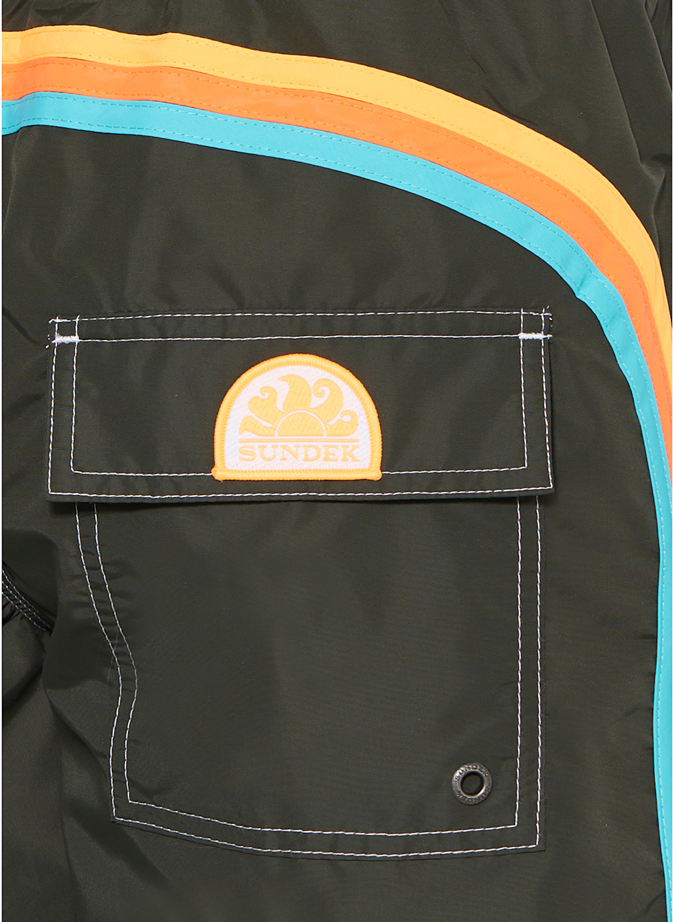 SUNDEK Badeshorts: OLIV / ORANGE / HELLBLAU