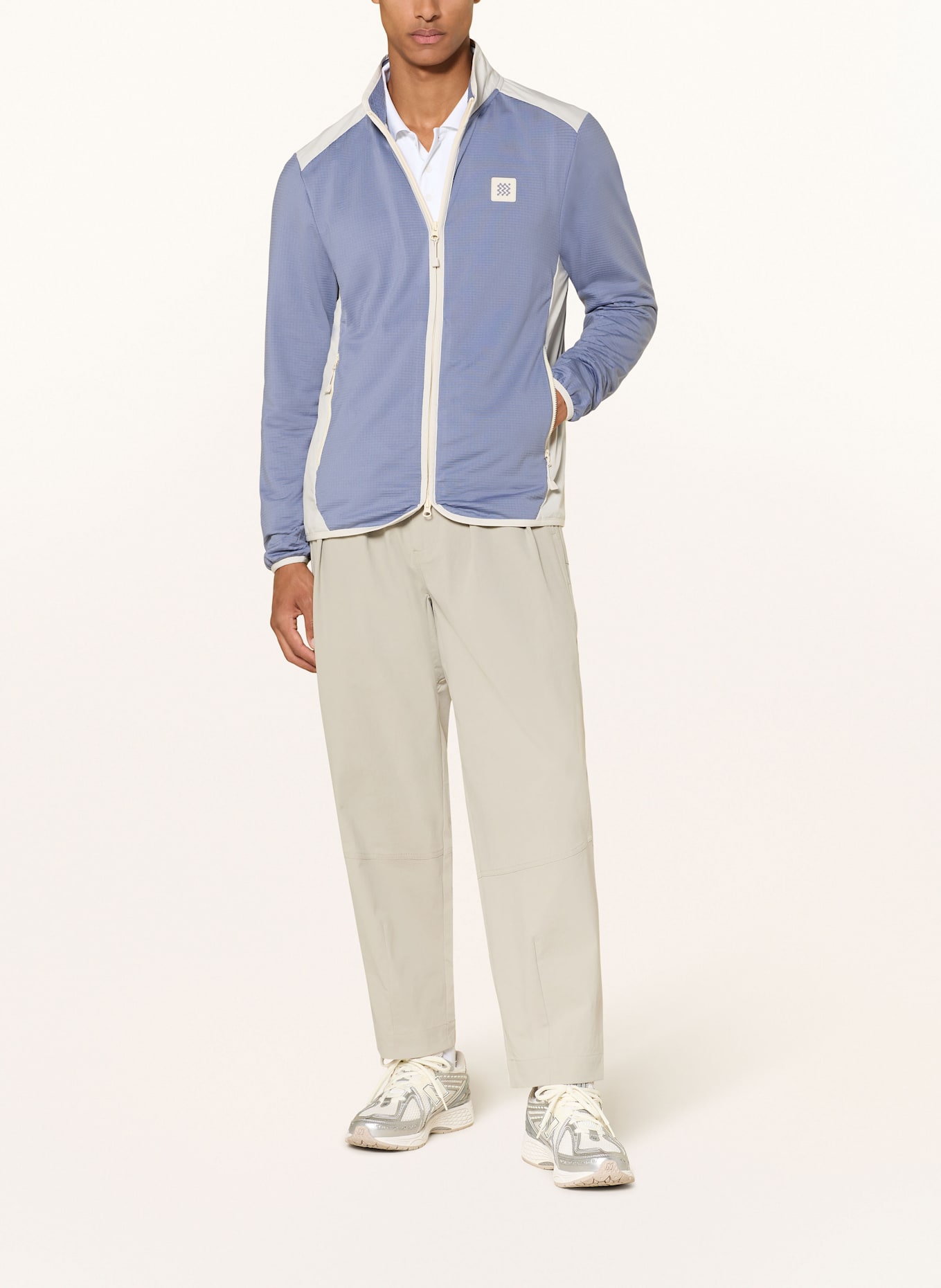 MANORS Hybrid-Jacke: BLAUGRAU / CREME