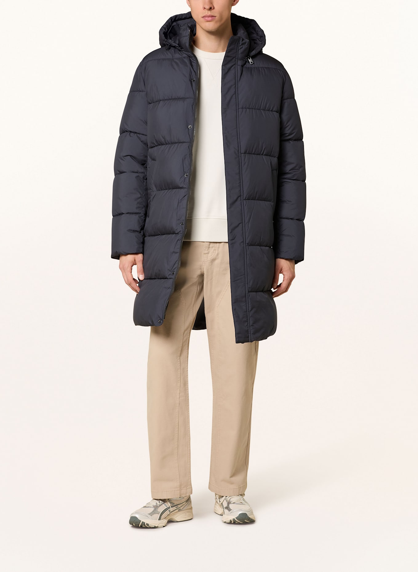 ECOALF Steppmantel VELAN mit abnehmbarer Kapuze: DUNKELBLAU