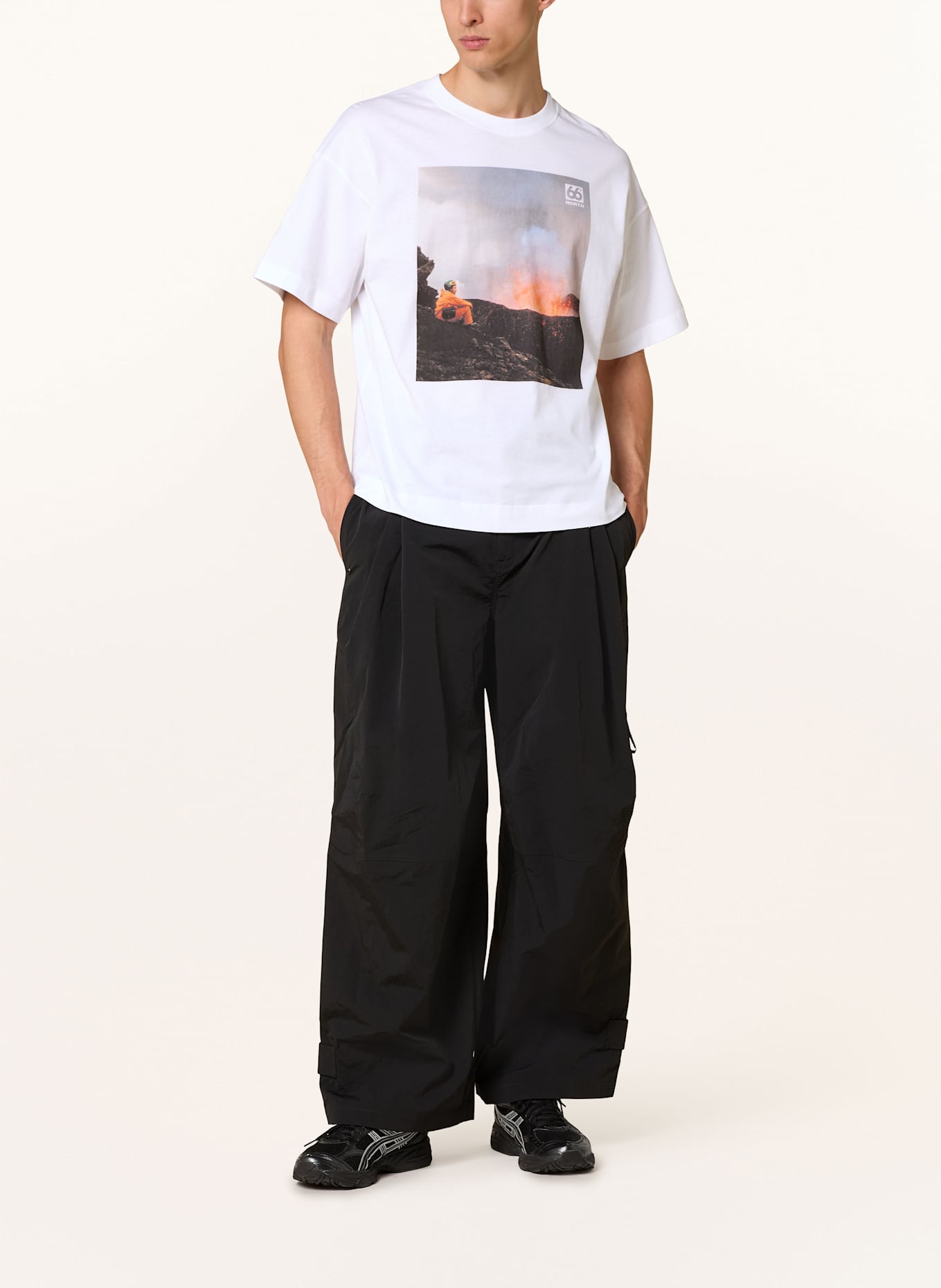 66°NORTH T-shirt HERITAGE: WIT / DONKERGRIJS / ORANJE