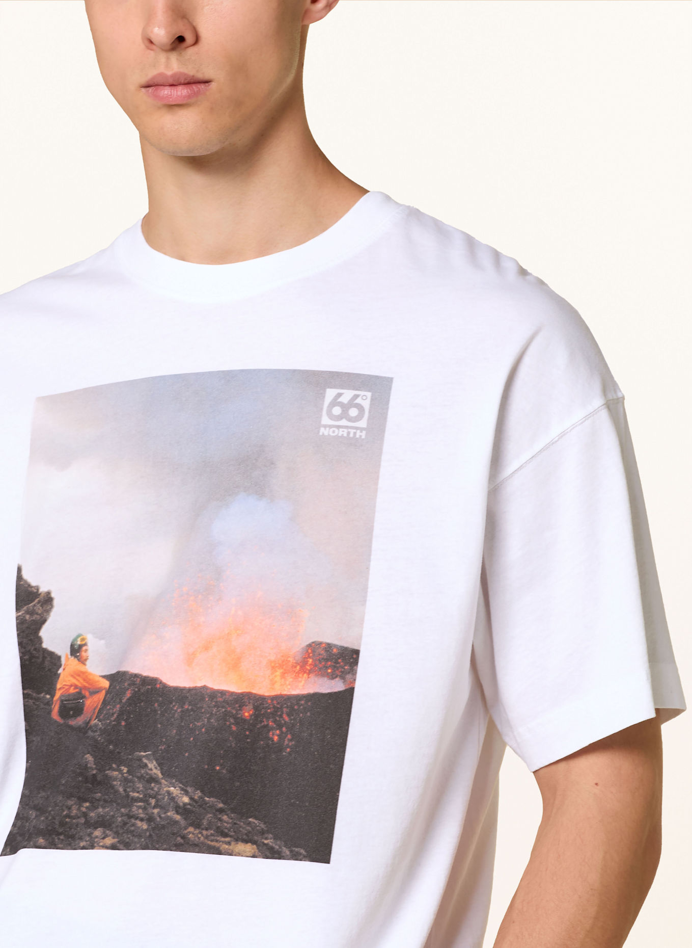 66°NORTH T-shirt HERITAGE: WIT / DONKERGRIJS / ORANJE