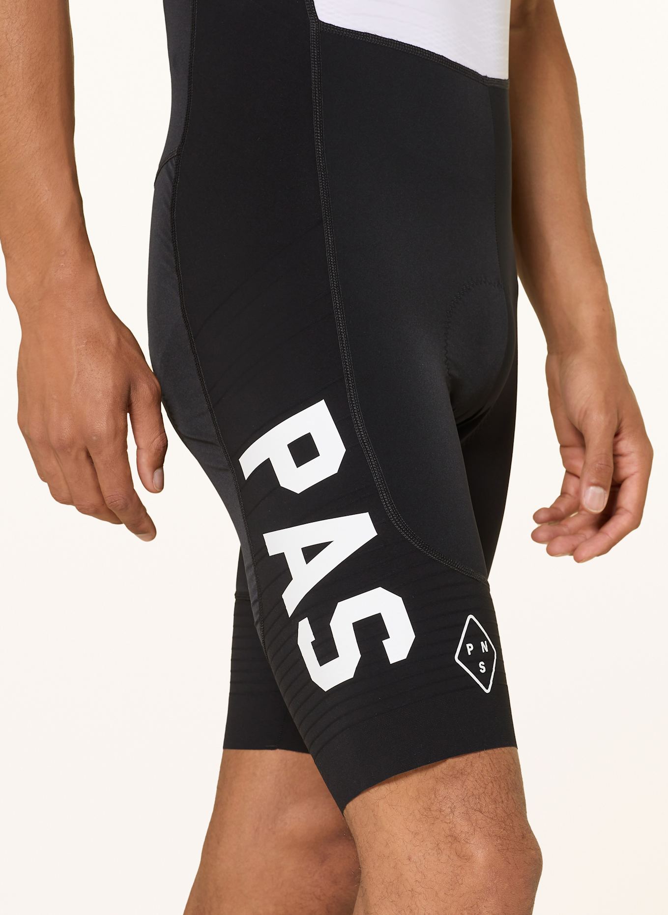 PAS NORMAL STUDIOS MECHANISM PRO BIBS cycling shorts with straps and padded insert: BLACK / WHITE