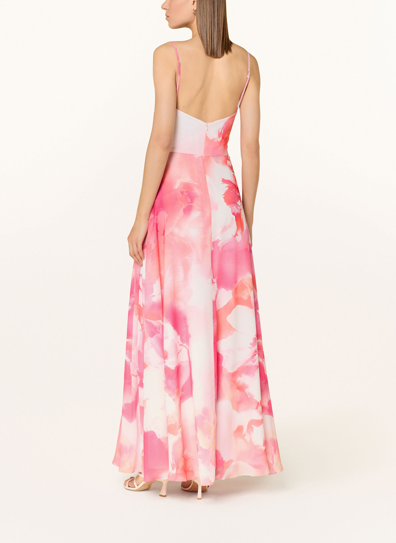SWING Abendkleid: PINK/ HELLORANGE/ HELLROSA