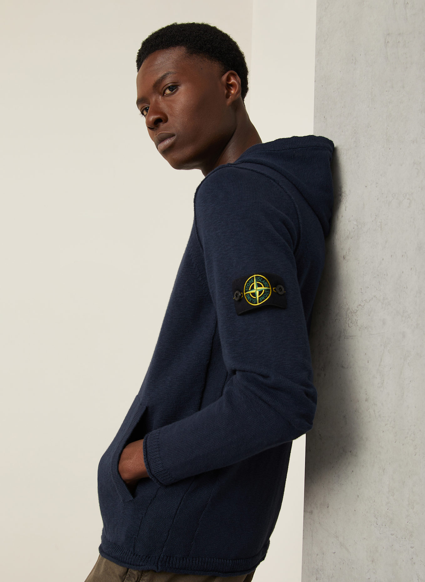 STONE ISLAND Strick-Hoodie: DUNKELBLAU
