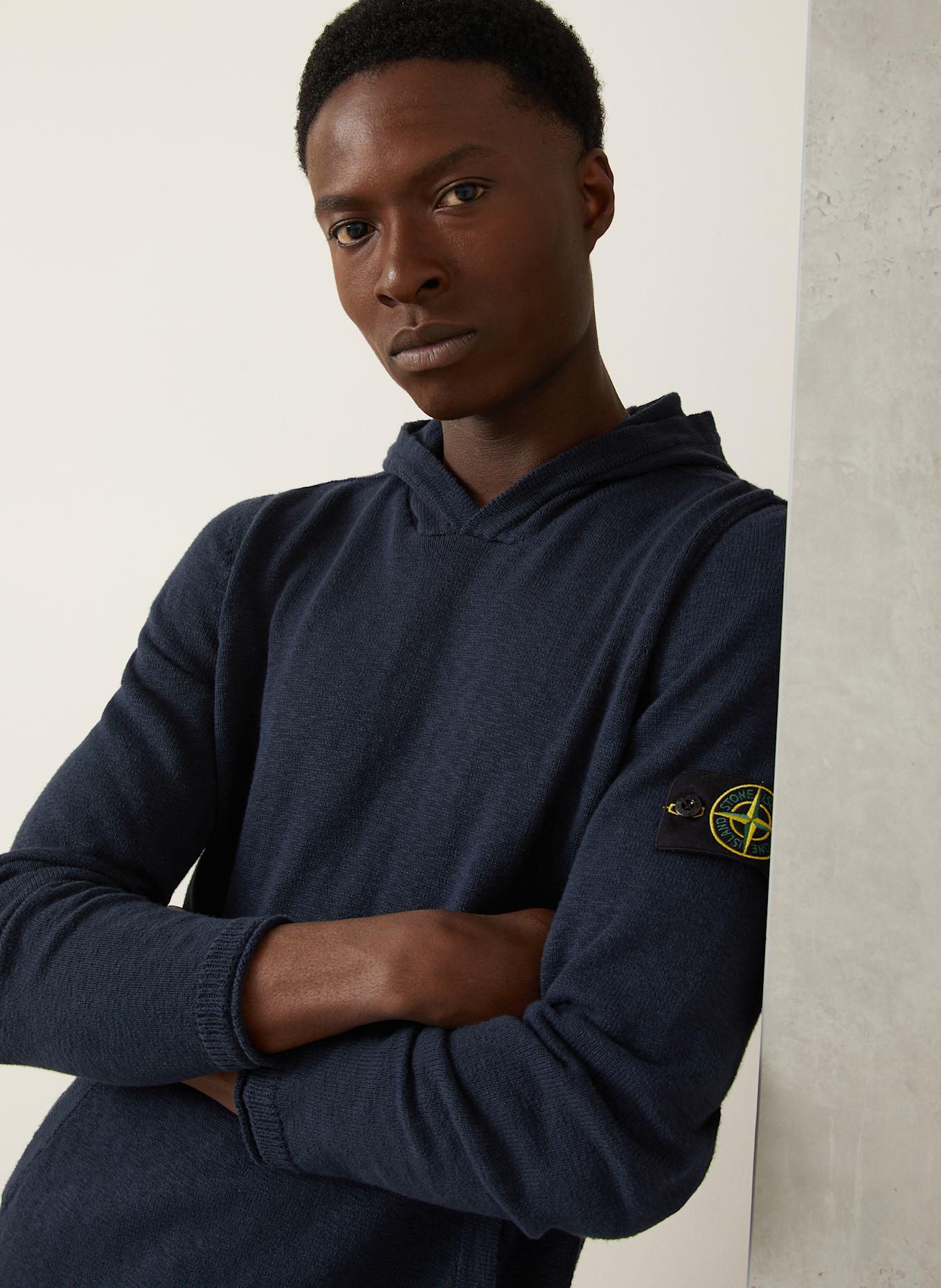 STONE ISLAND Strick-Hoodie: DUNKELBLAU