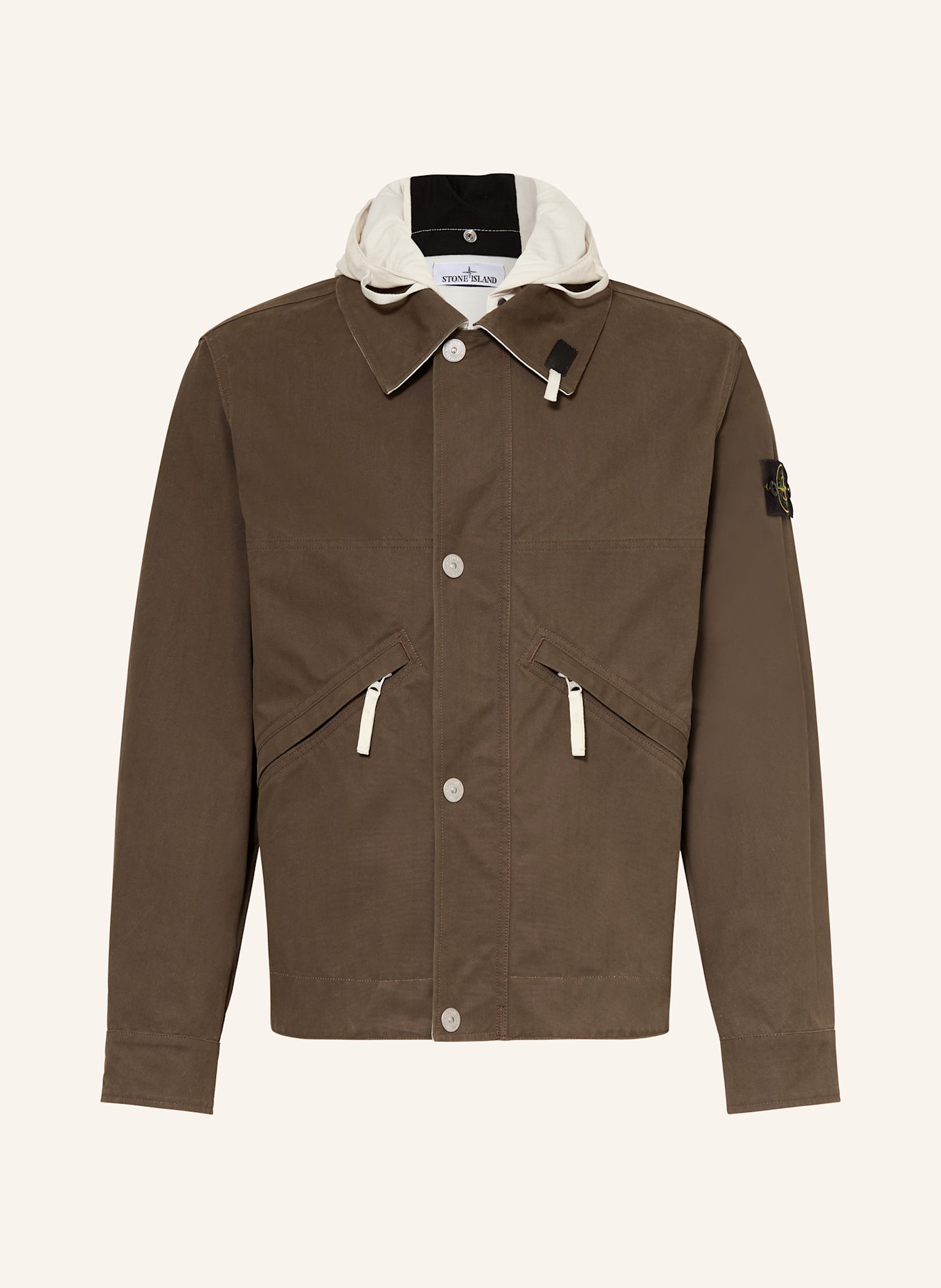 STONE ISLAND Jacke: KHAKI / WEISS