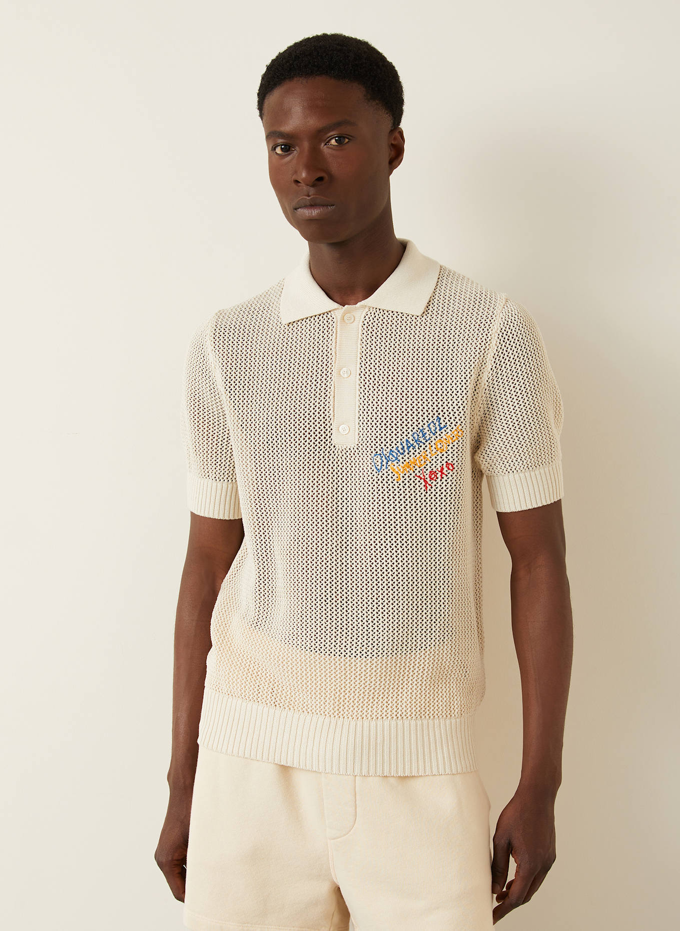 DSQUARED2 Strick-Poloshirt: CREME