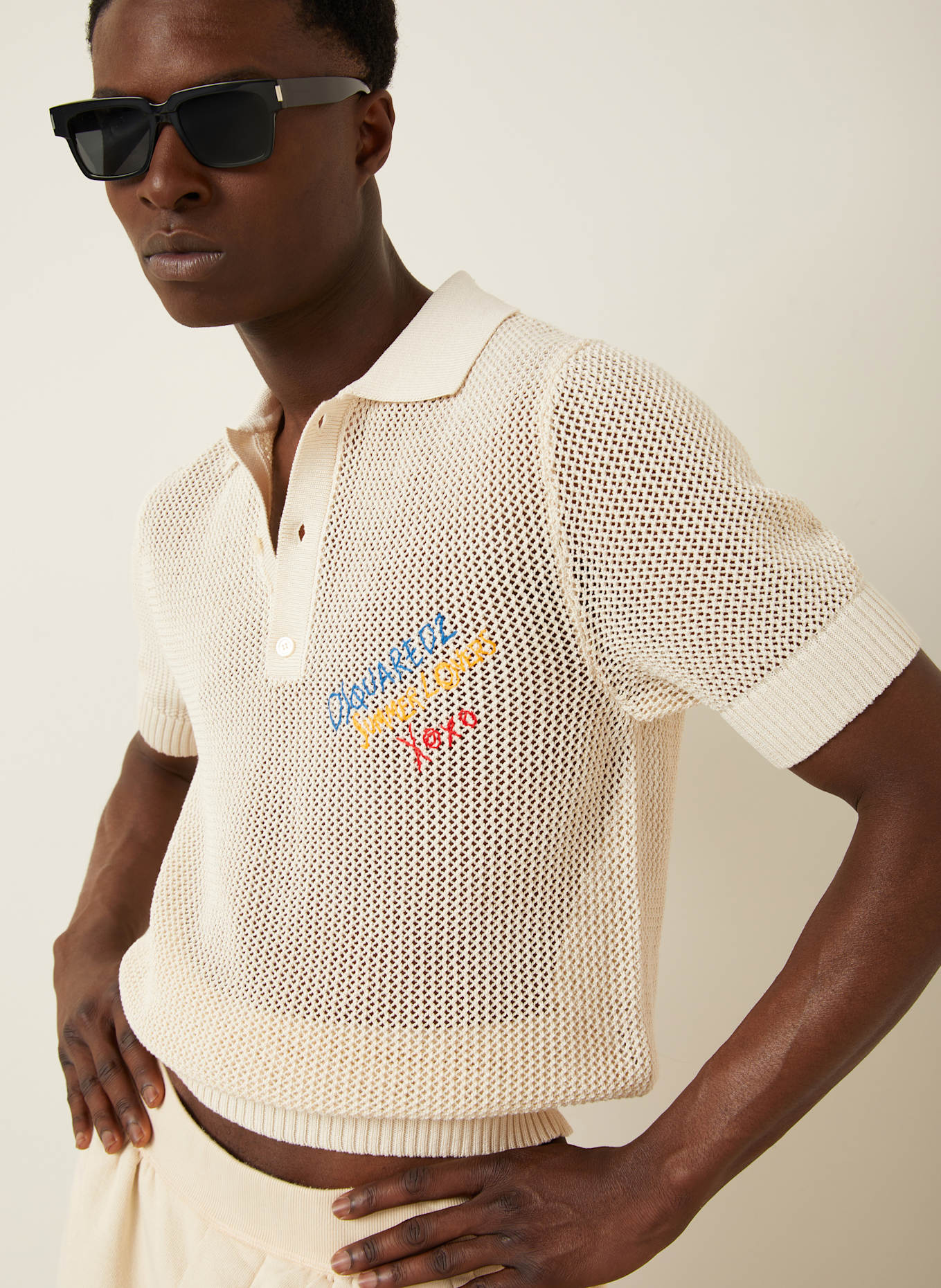 DSQUARED2 Strick-Poloshirt: CREME