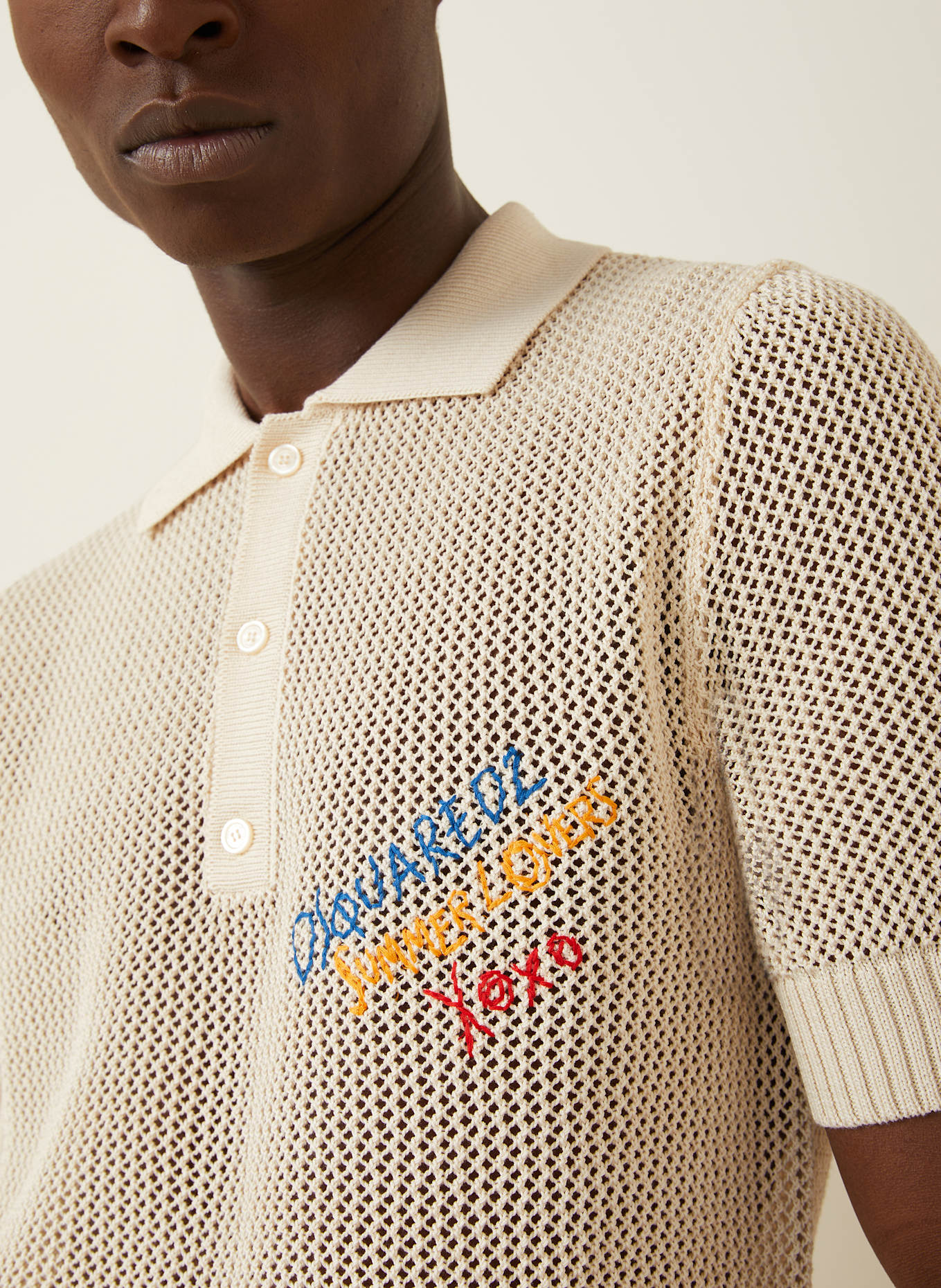 DSQUARED2 Strick-Poloshirt: CREME