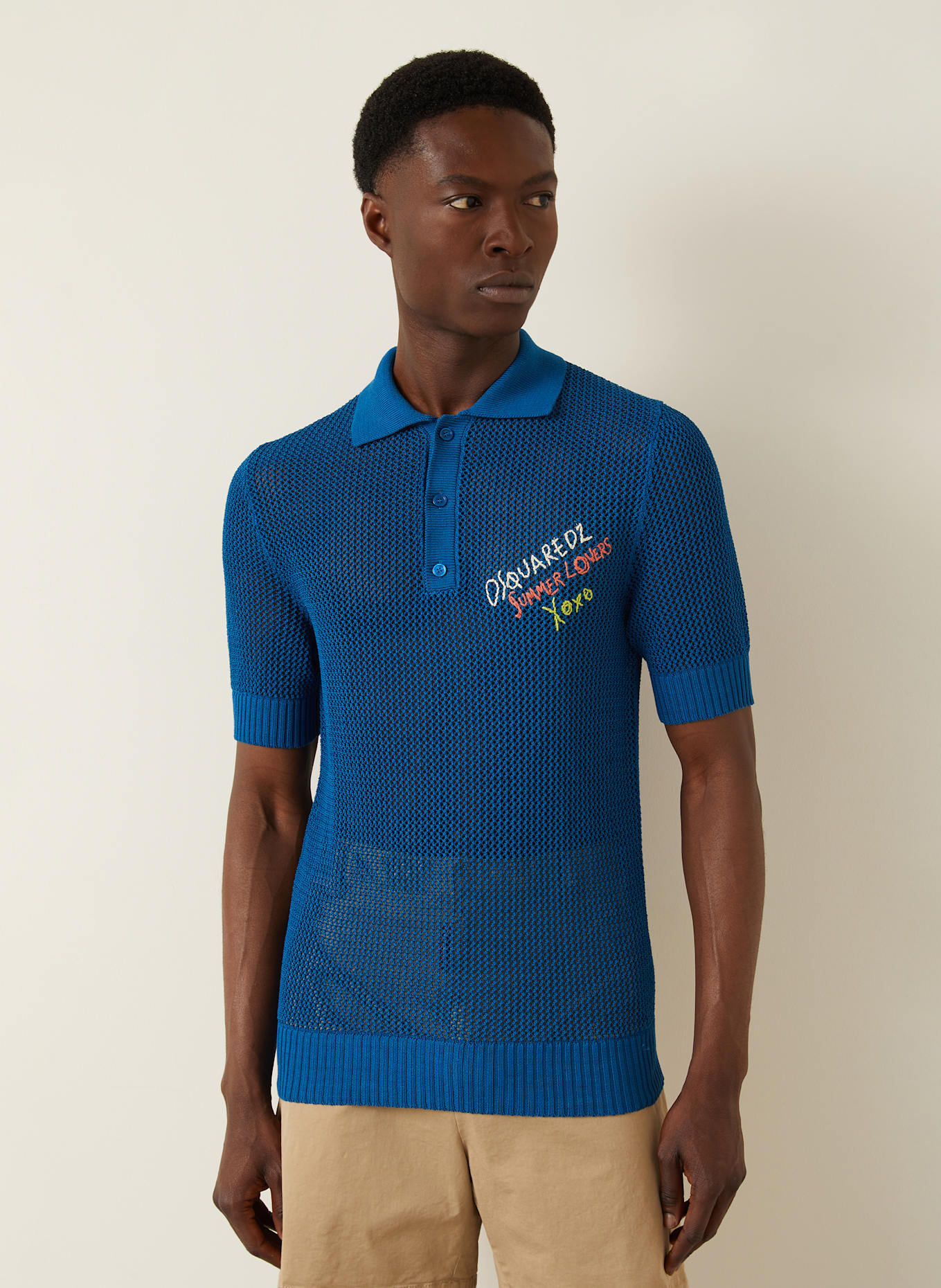 DSQUARED2 Strick-Poloshirt: BLAU