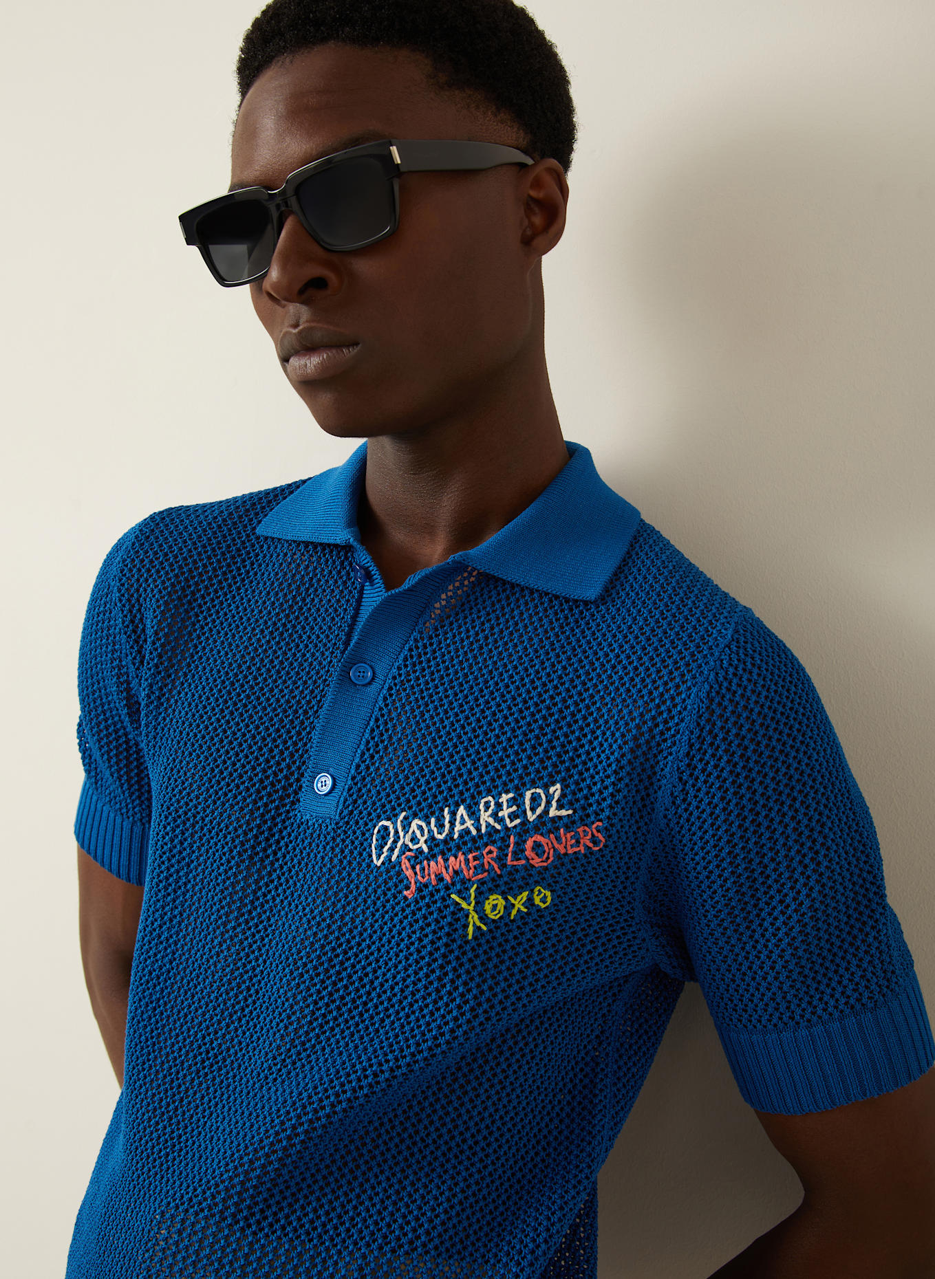 DSQUARED2 Strick-Poloshirt: BLAU