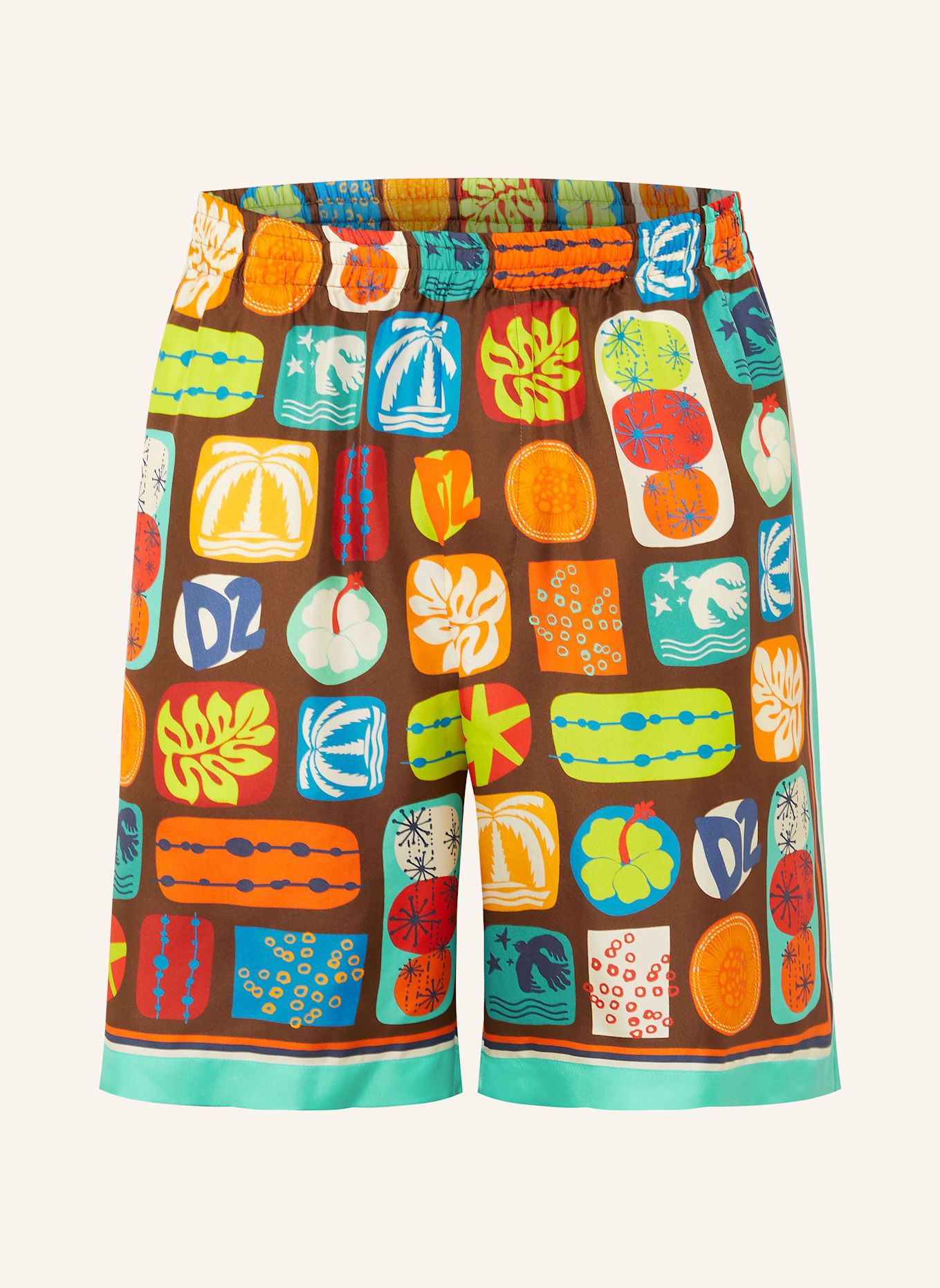 DSQUARED2 Seidenshorts: BRAUN/ BLAU/ ROT