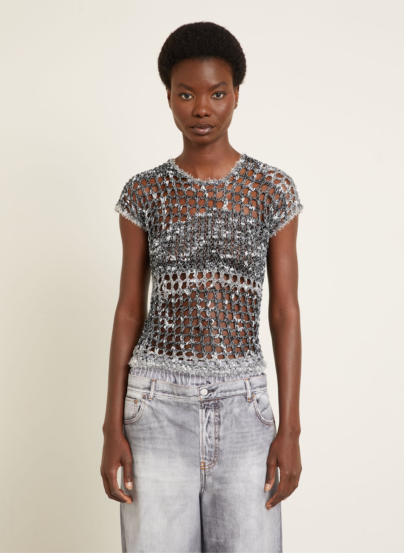 Acne Studios Häkeltop: SCHWARZ / WEISS