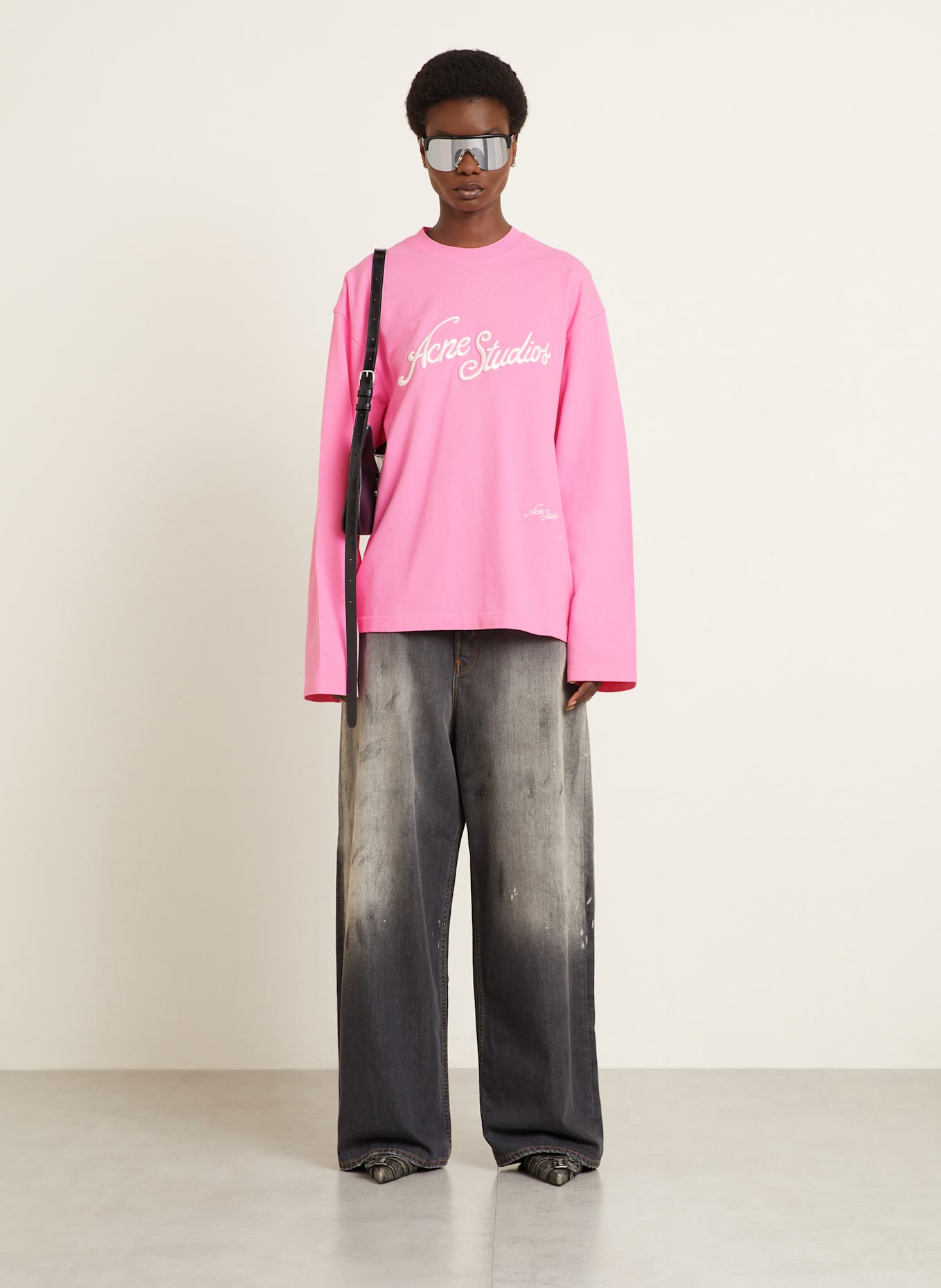 Acne Studios Koszulka z długim rękawem: RÓŻOWY / BIAŁY