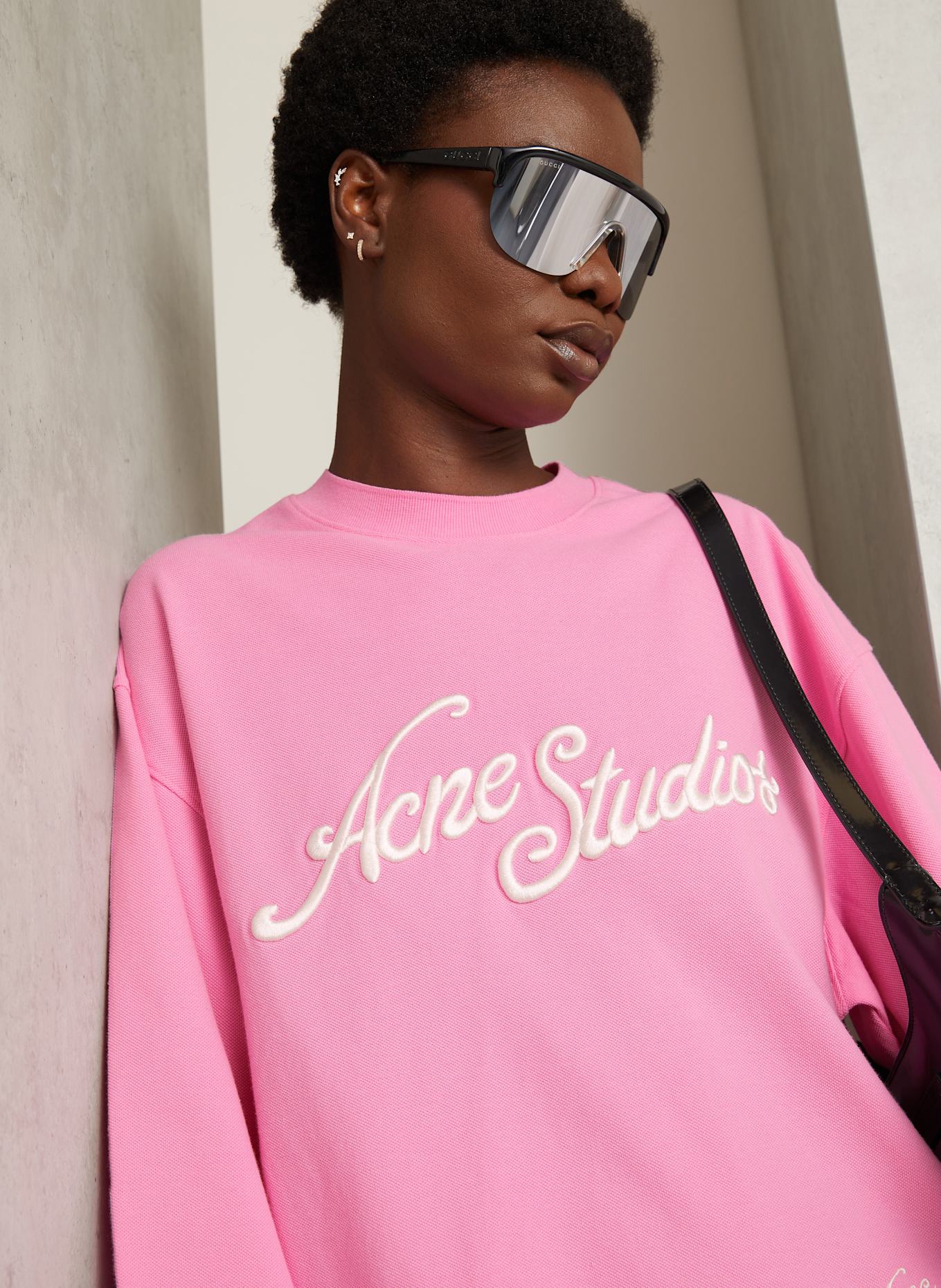 Acne Studios Koszulka z długim rękawem: RÓŻOWY / BIAŁY