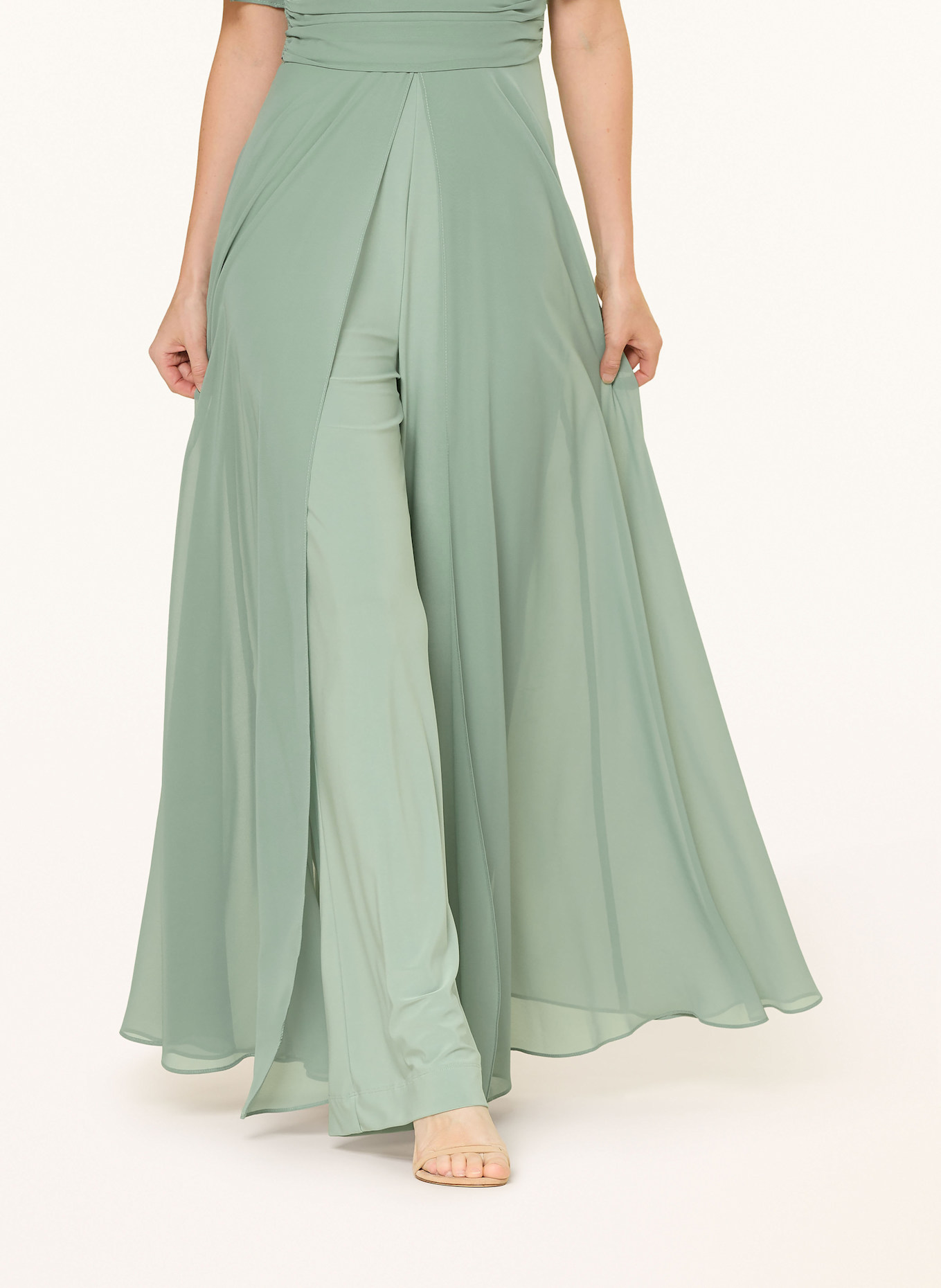 SWING Jumpsuit mit Volants: HELLGRÜN