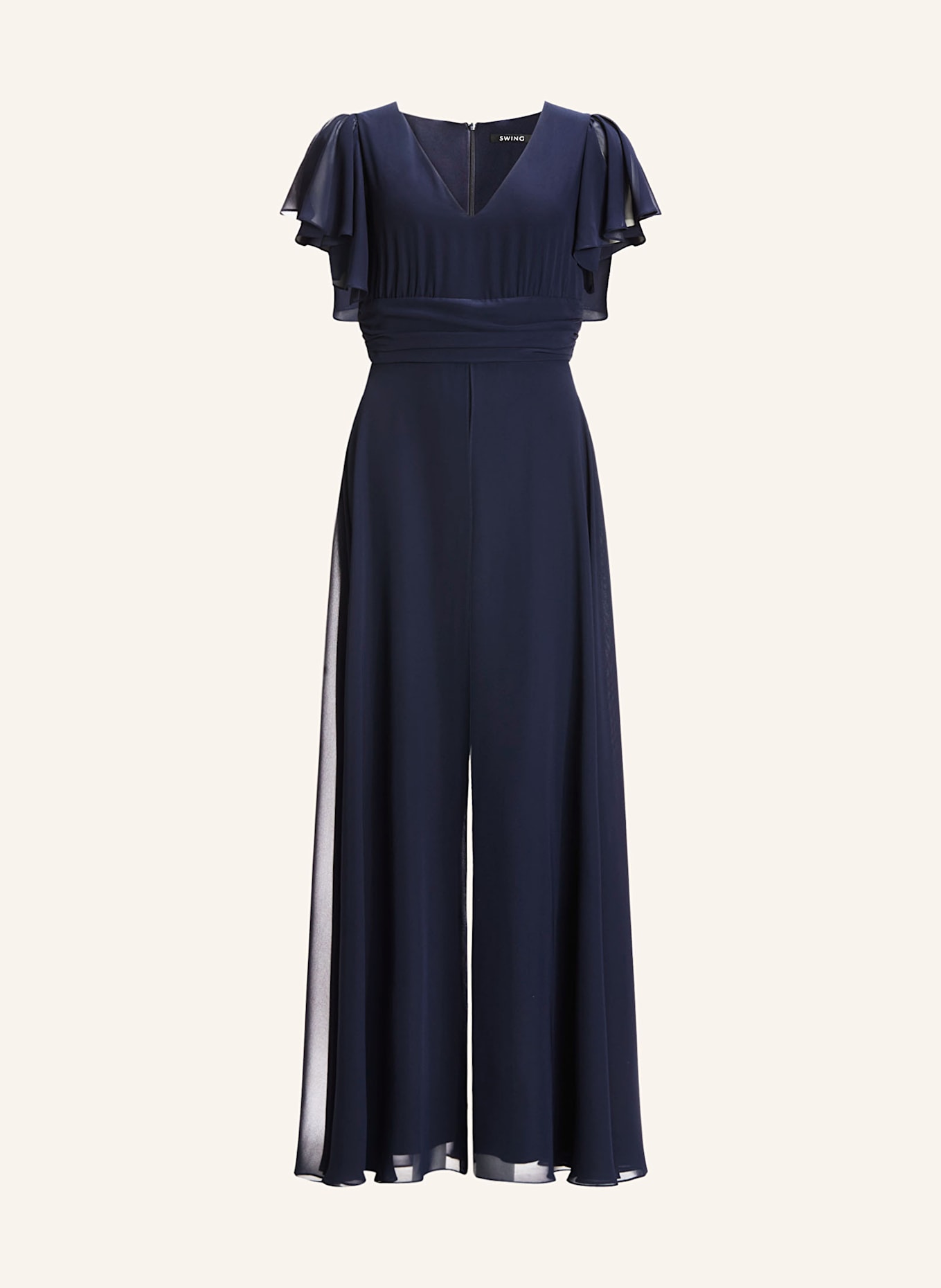SWING Jumpsuit mit Volants: DUNKELBLAU
