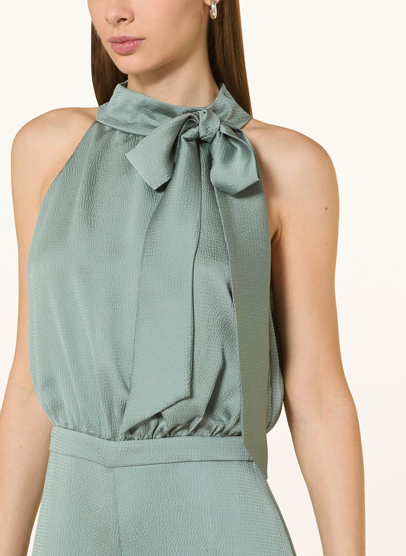 SWING Satin jumpsuit with bow: DARK GREEN
