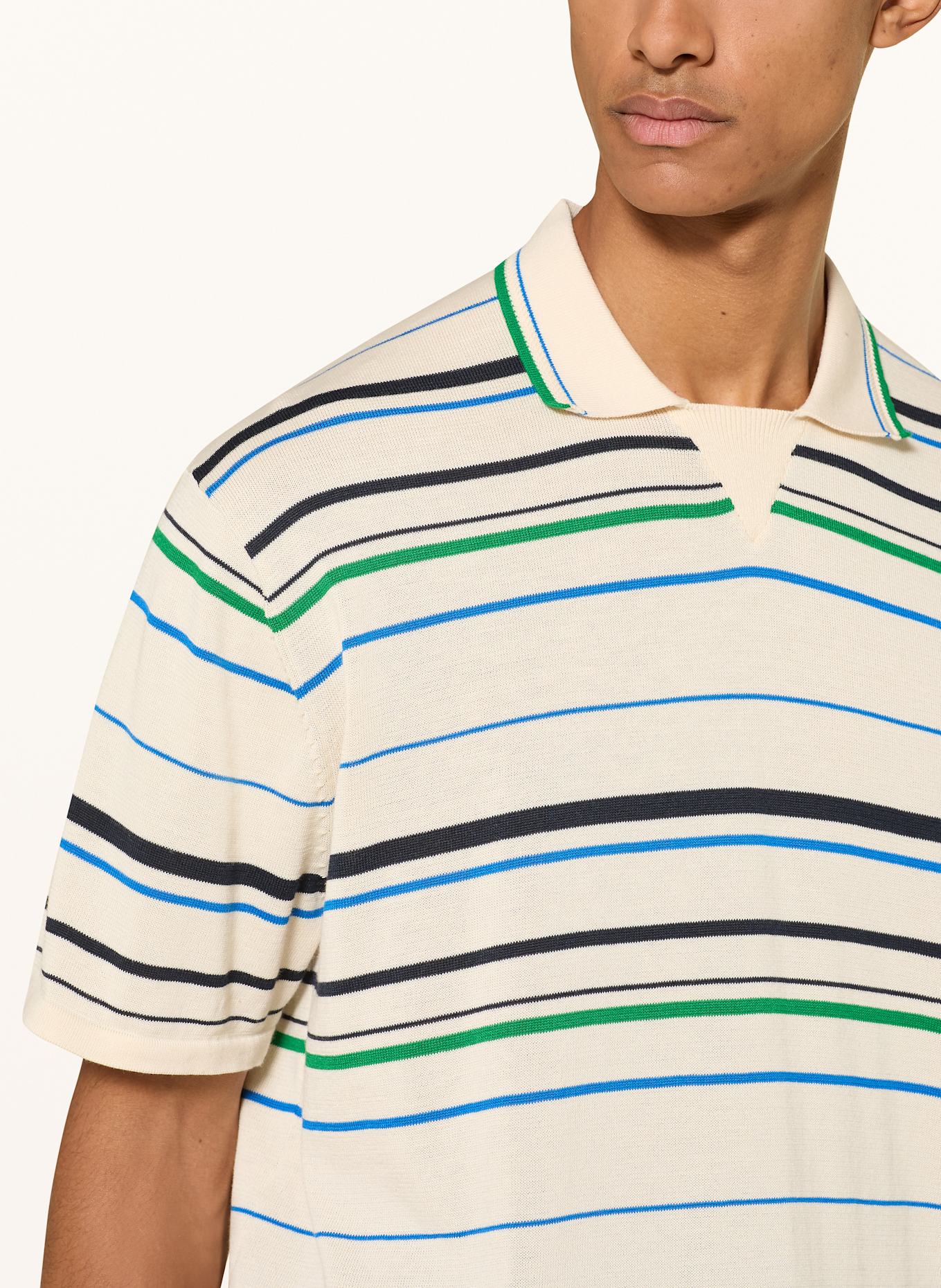adidas Strick-Poloshirt WB KNIT: CREME/ BLAU/ GRÜN
