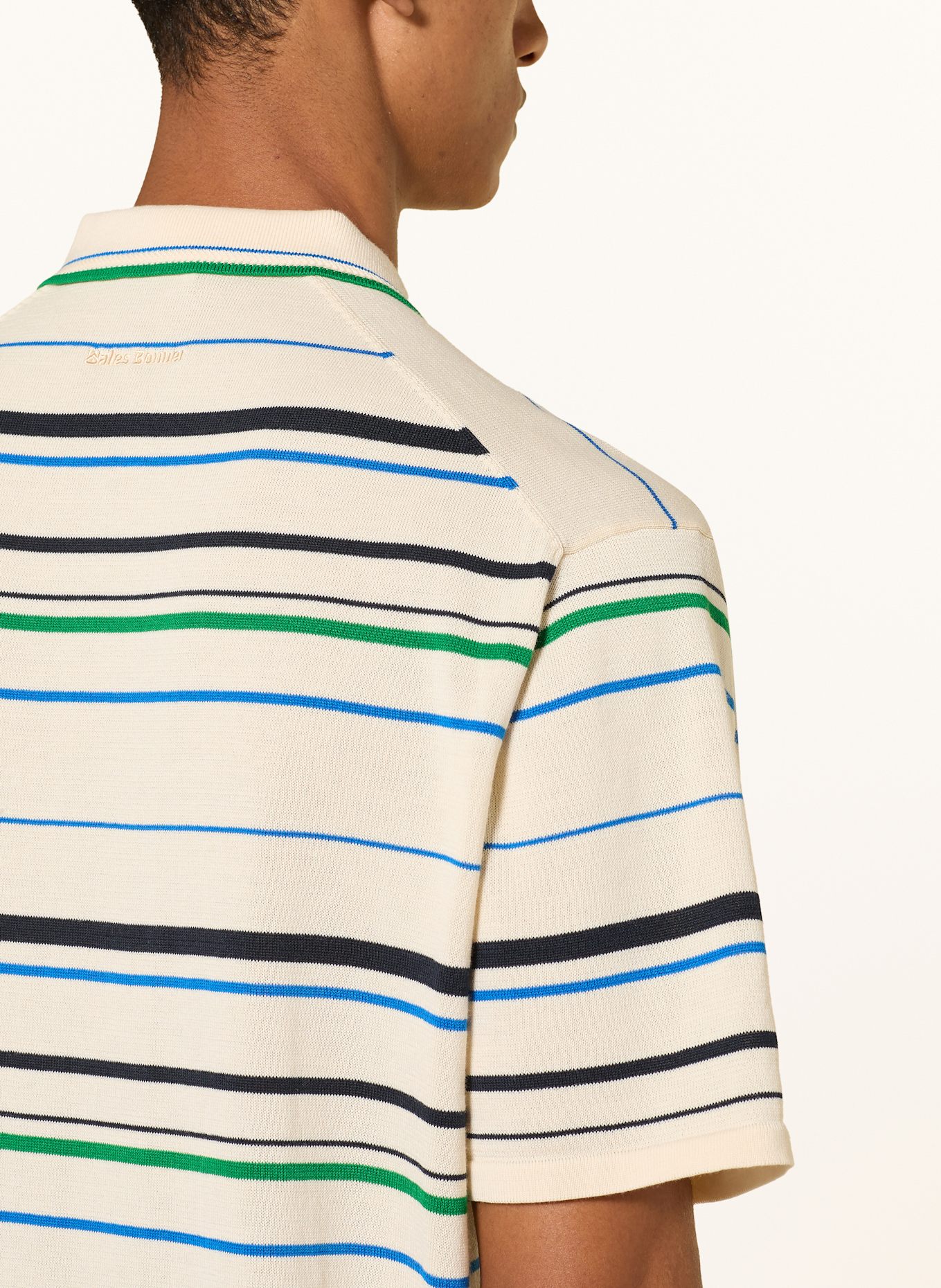 adidas Strick-Poloshirt WB KNIT: CREME/ BLAU/ GRÜN