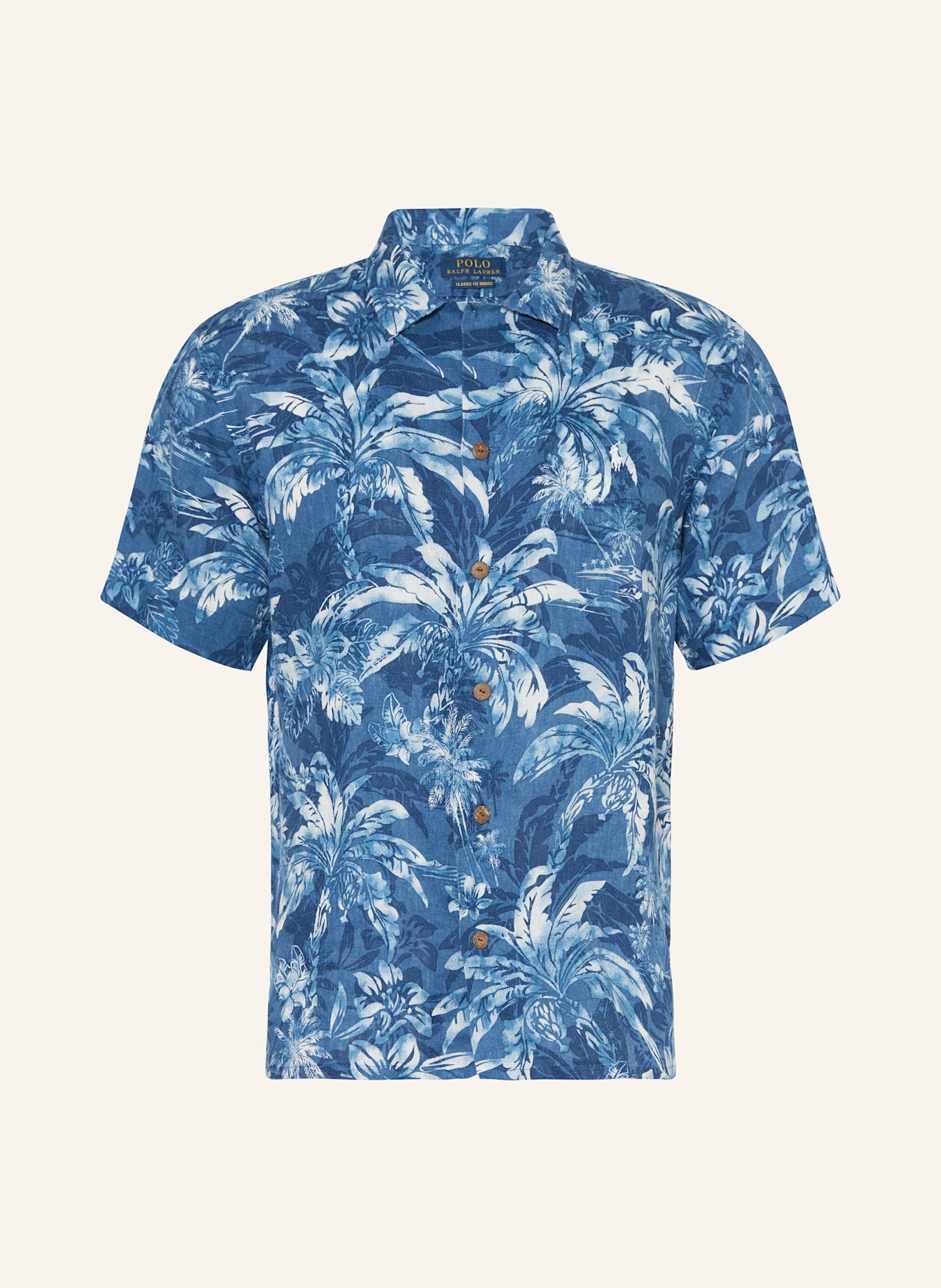 POLO RALPH LAUREN Kurzarm-Hemd Classic Fit aus Leinen: BLAU / HELLBLAU