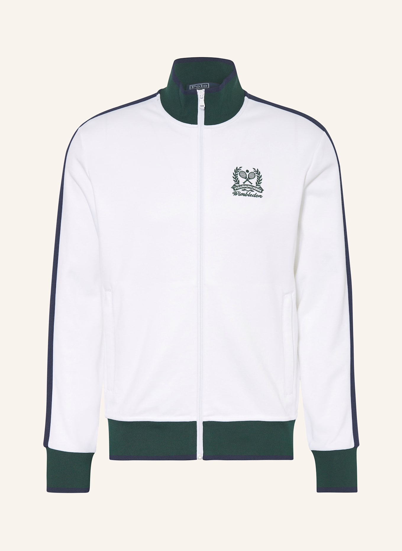 POLO RALPH LAUREN Sweatjacke: WEISS/ DUNKELGRÜN