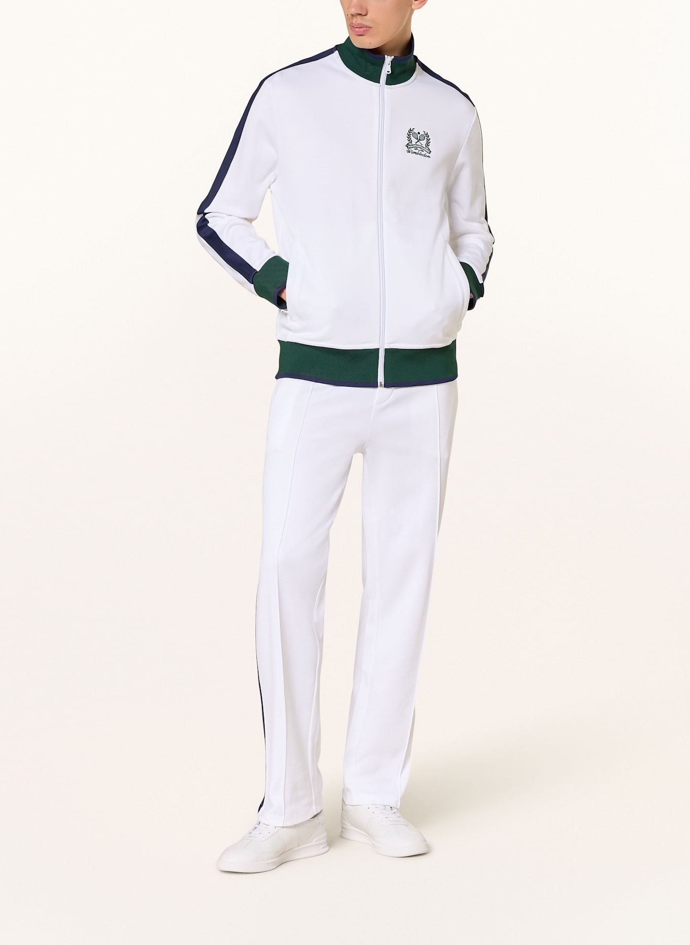POLO RALPH LAUREN Sweatjacke: WEISS/ DUNKELGRÜN