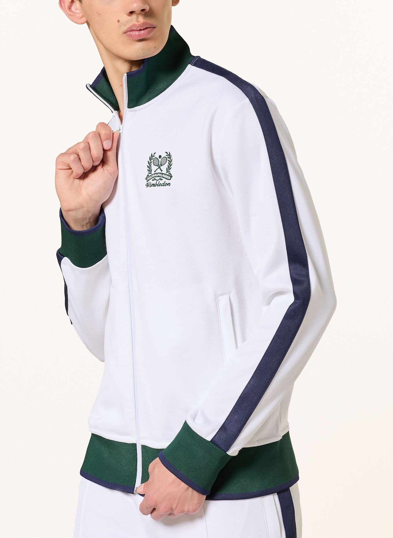 POLO RALPH LAUREN Sweatjacke: WEISS/ DUNKELGRÜN