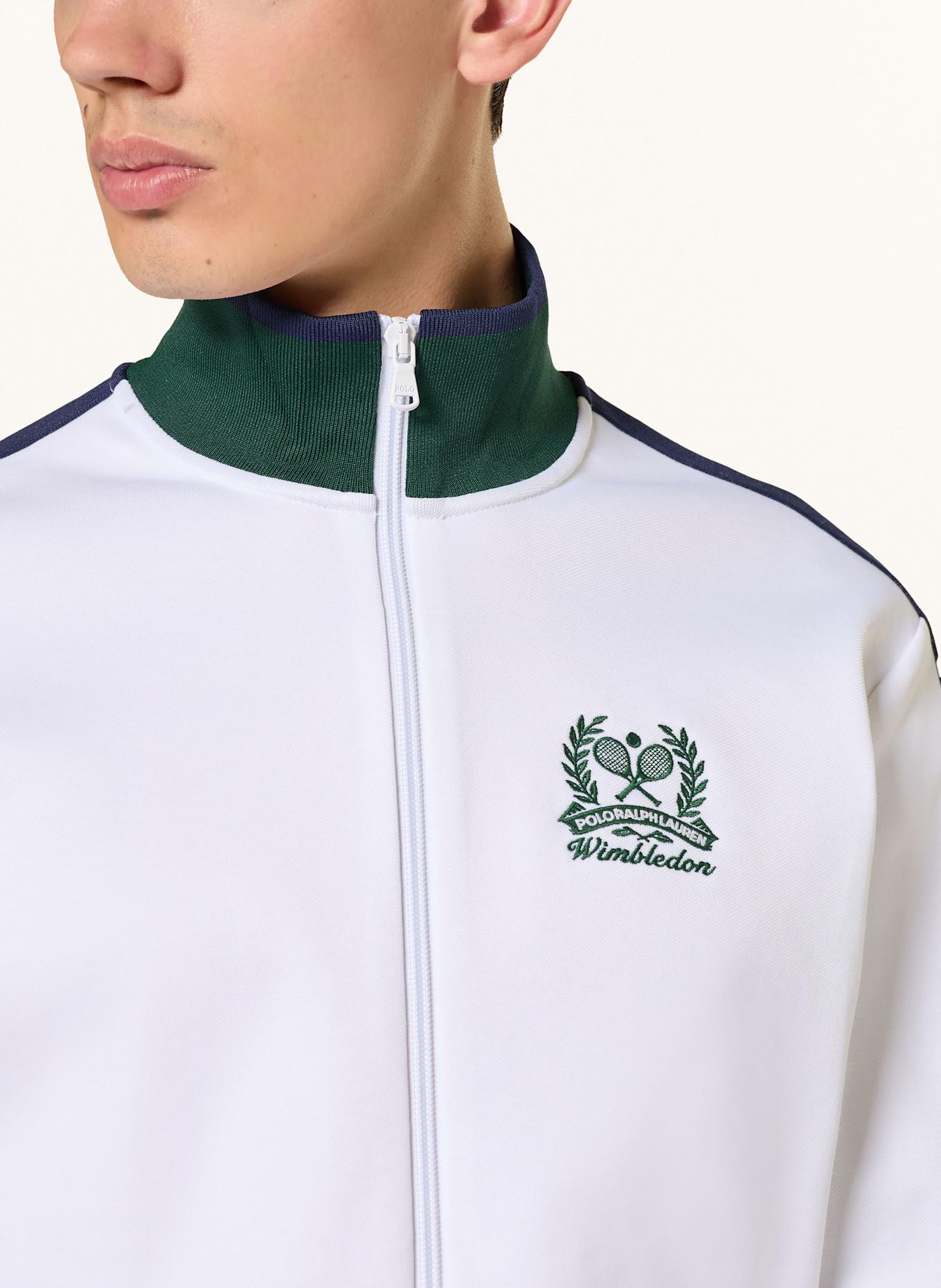 POLO RALPH LAUREN Sweatjacke: WEISS/ DUNKELGRÜN