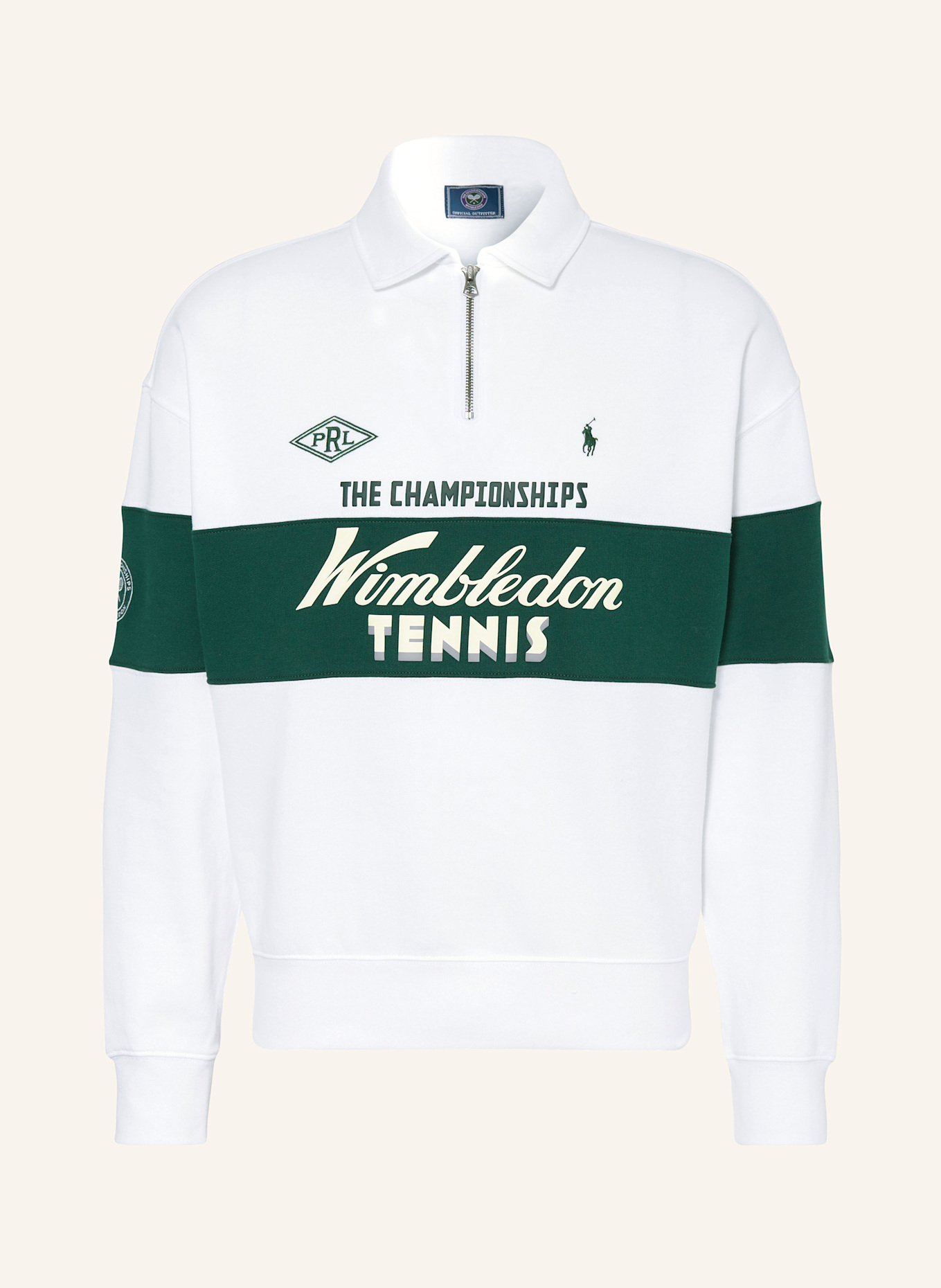 POLO RALPH LAUREN Sweat-Troyer: WEISS/ DUNKELGRÜN