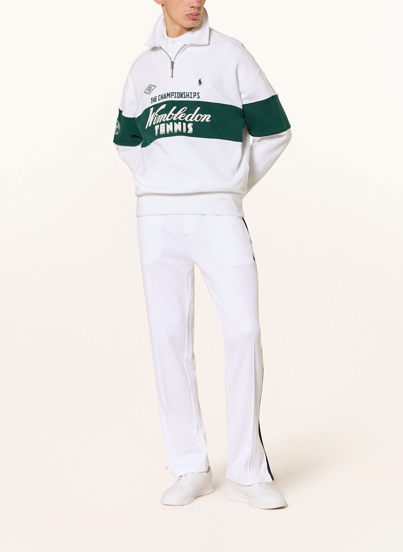POLO RALPH LAUREN Sweat-Troyer: WEISS/ DUNKELGRÜN
