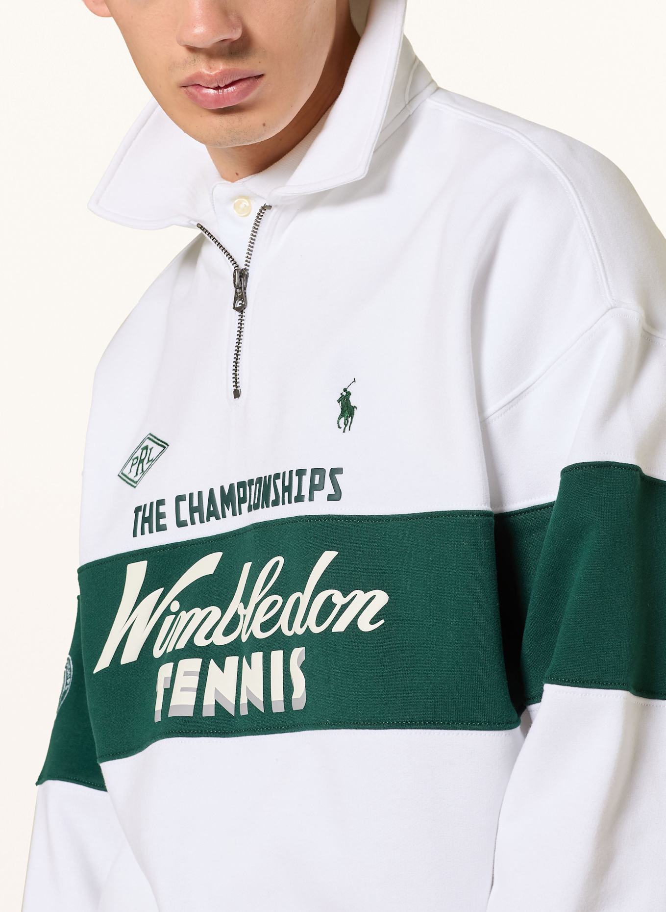 POLO RALPH LAUREN Sweat-Troyer: WEISS/ DUNKELGRÜN