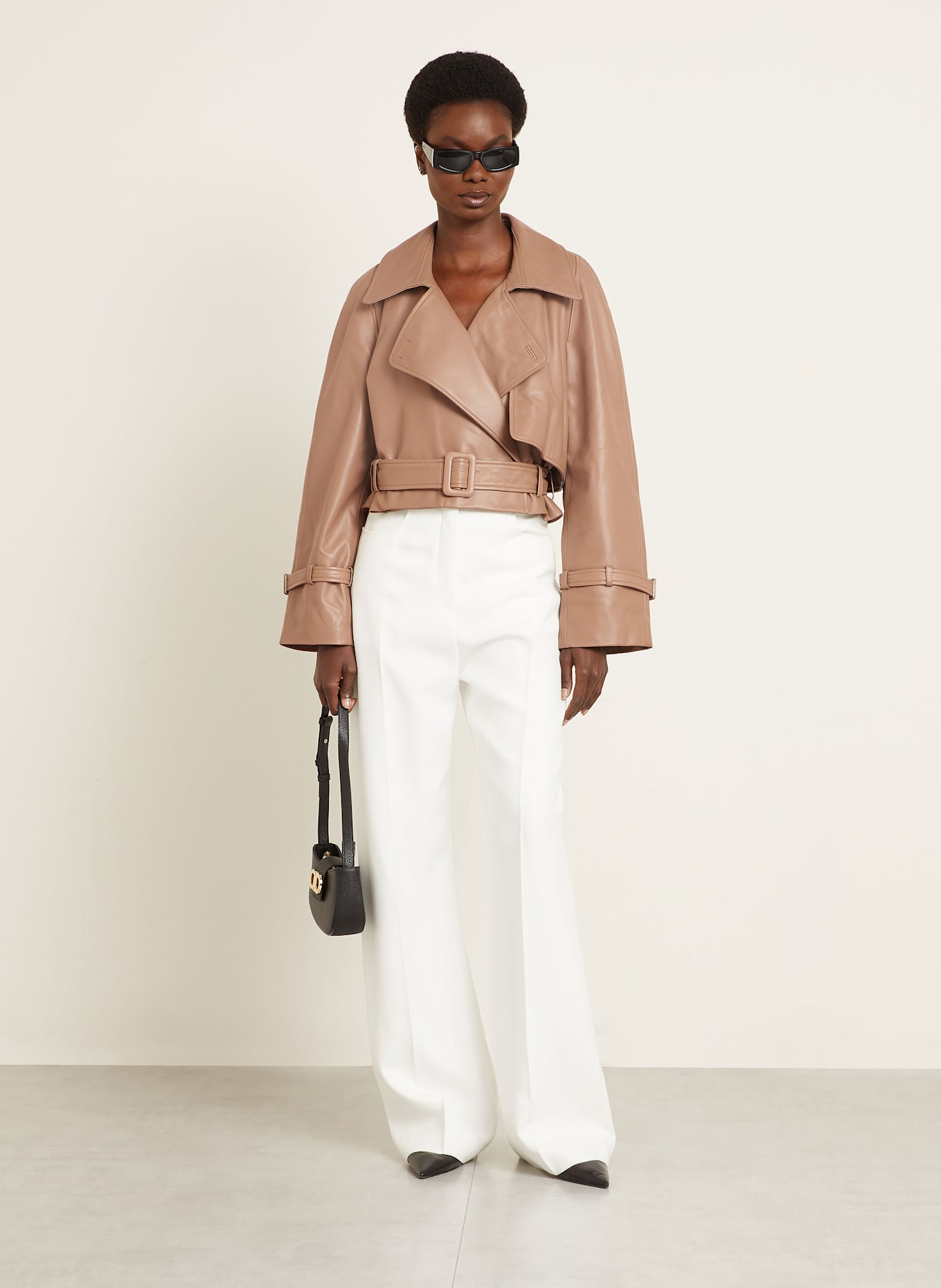 NOUR HAMMOUR Kožená bunda: SVĚTLE HNĚDÁ