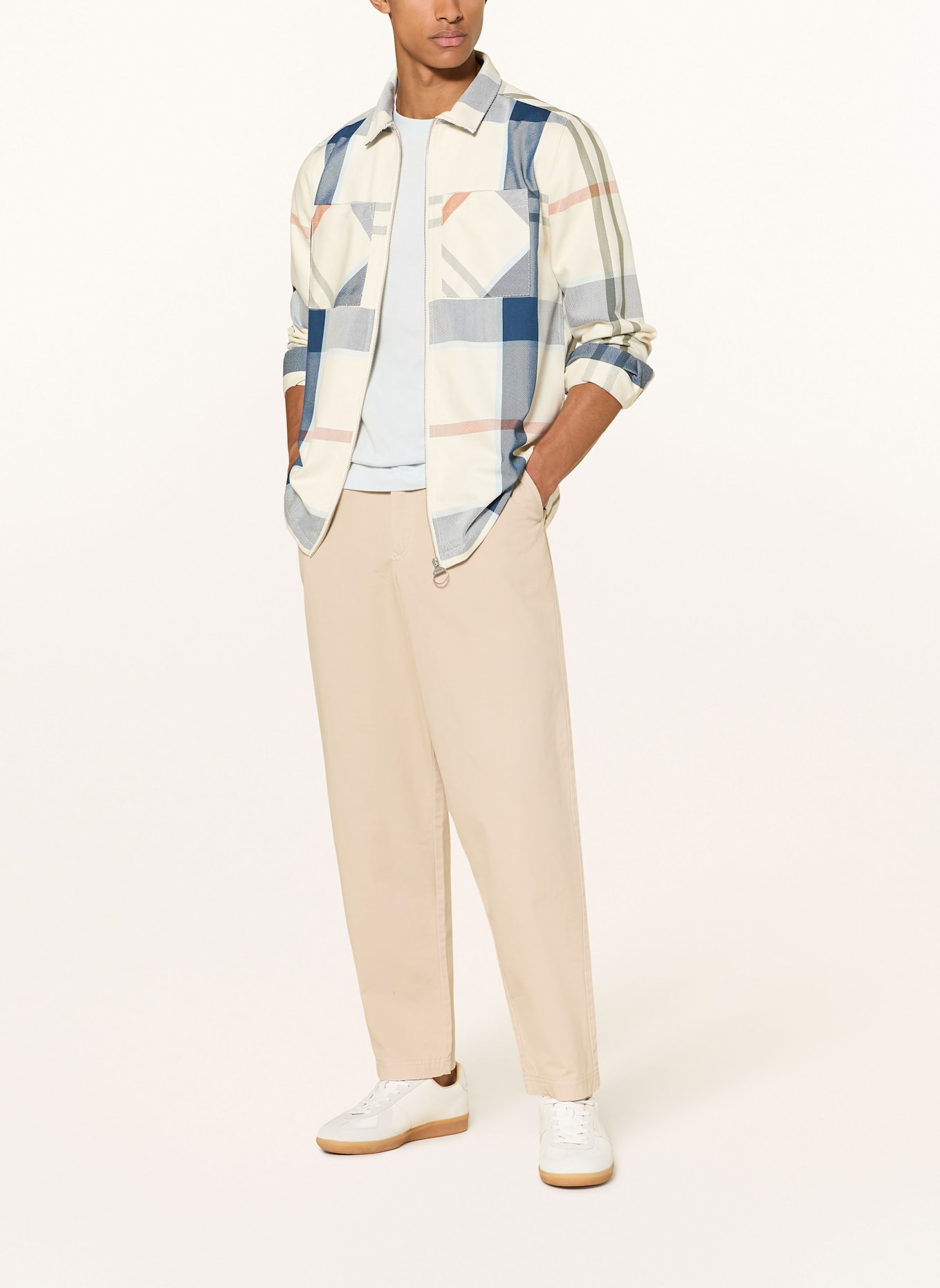 Barbour Overjacket ETTRICK: ECRU / KHAKI / BLAU