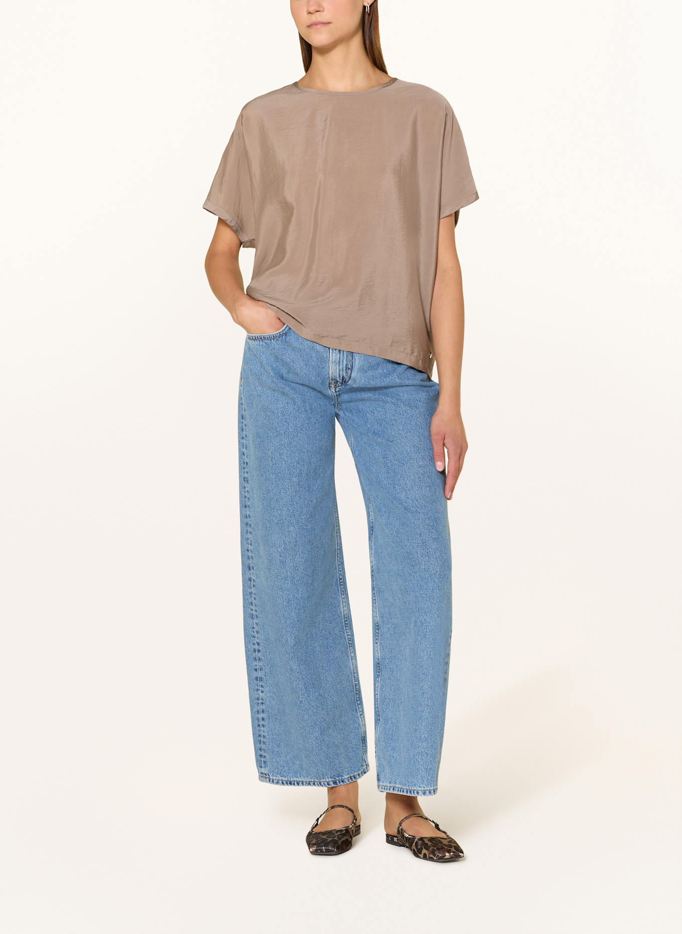 BRAX Oversized-Blusenshirt CARA im Materialmix: TAUPE