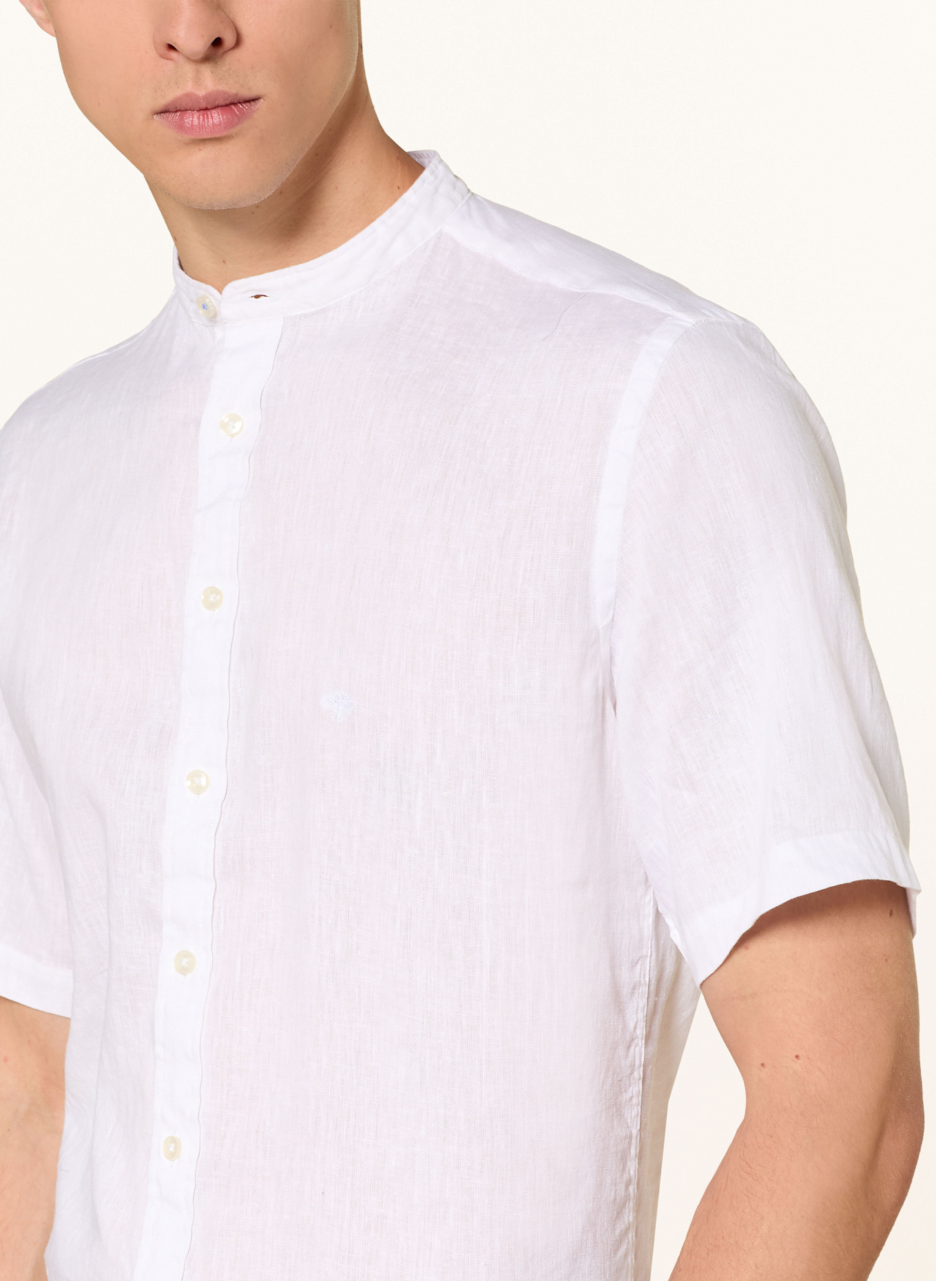 FYNCH-HATTON Koszula z krótkim rękawem casual fit z lnu ze stójką: BIAŁY