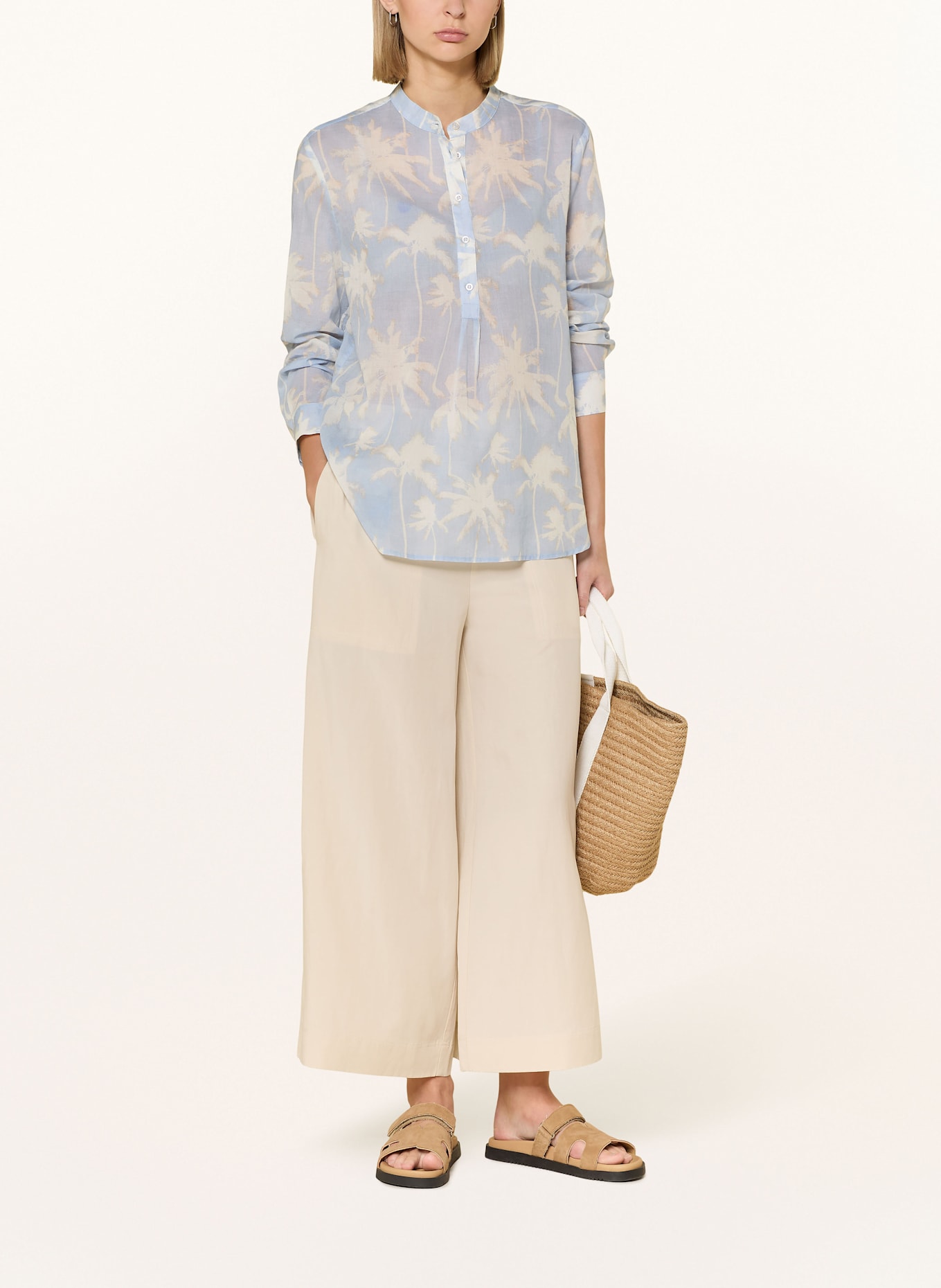 oui Bluse: HELLBLAU/ CREME/ BEIGE