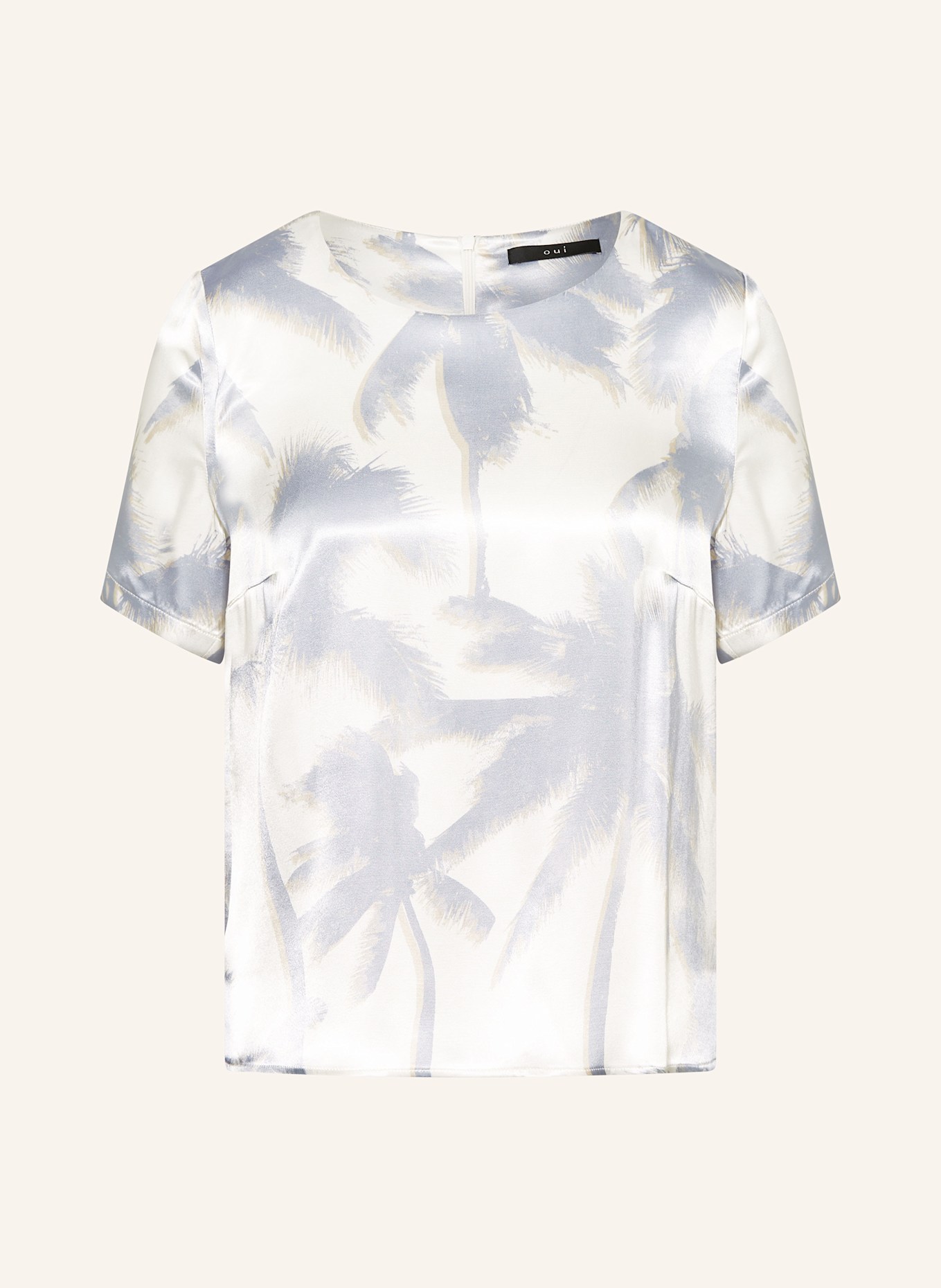 oui Blusenshirt aus Satin: WEISS / HELLBLAU / BEIGE