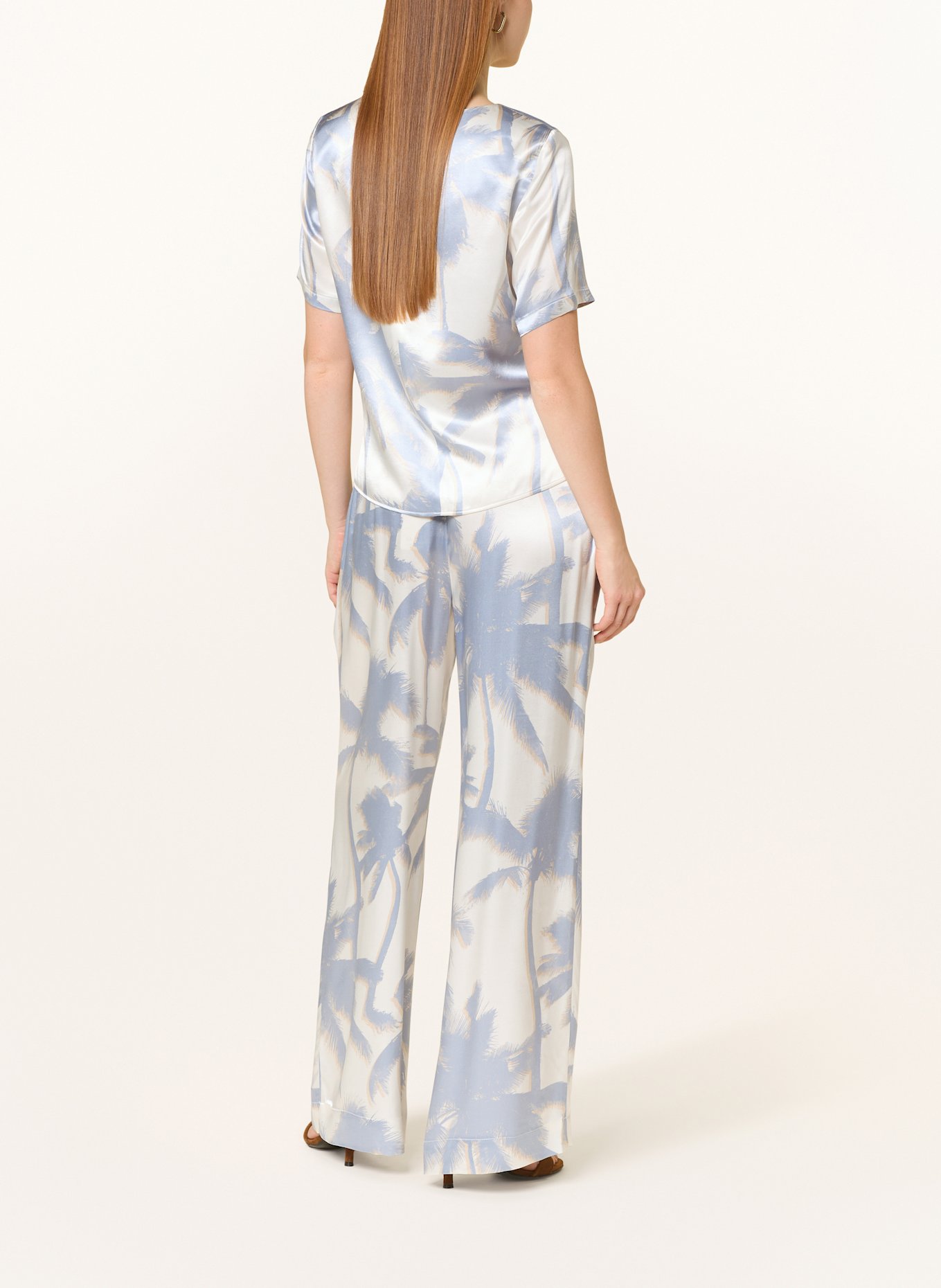 oui Marlenehose aus Satin: WEISS/ HELLBLAU/ BEIGE