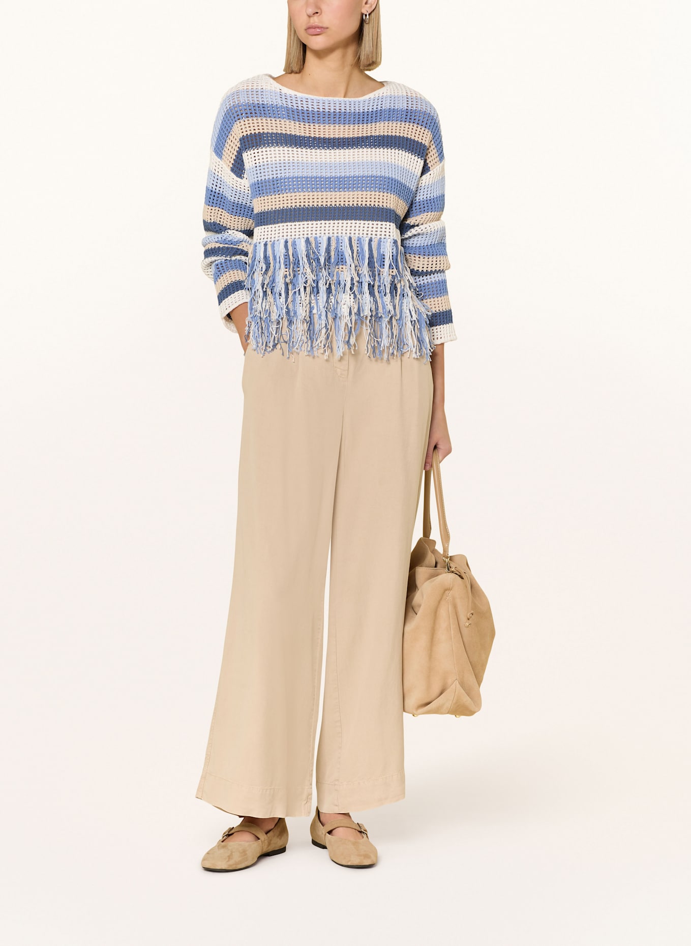 oui Pullover: BLAU / CREME / BEIGE